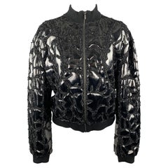 THEYSKENS THEORY Size S Black PVC Embellishment Beaded Bomber Jacket