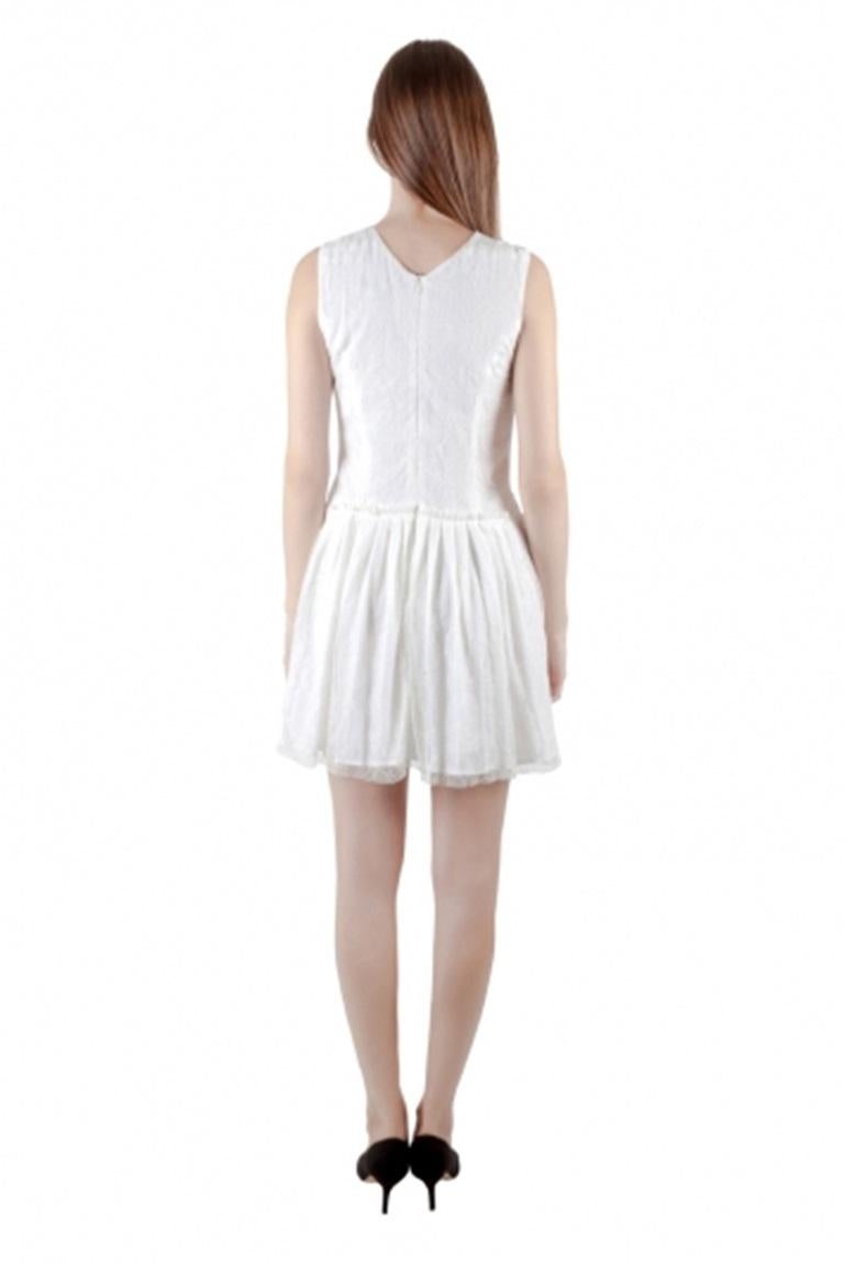 Theyskens Theory White Lace Sleeveless Dinal Dress M (Grau) im Angebot