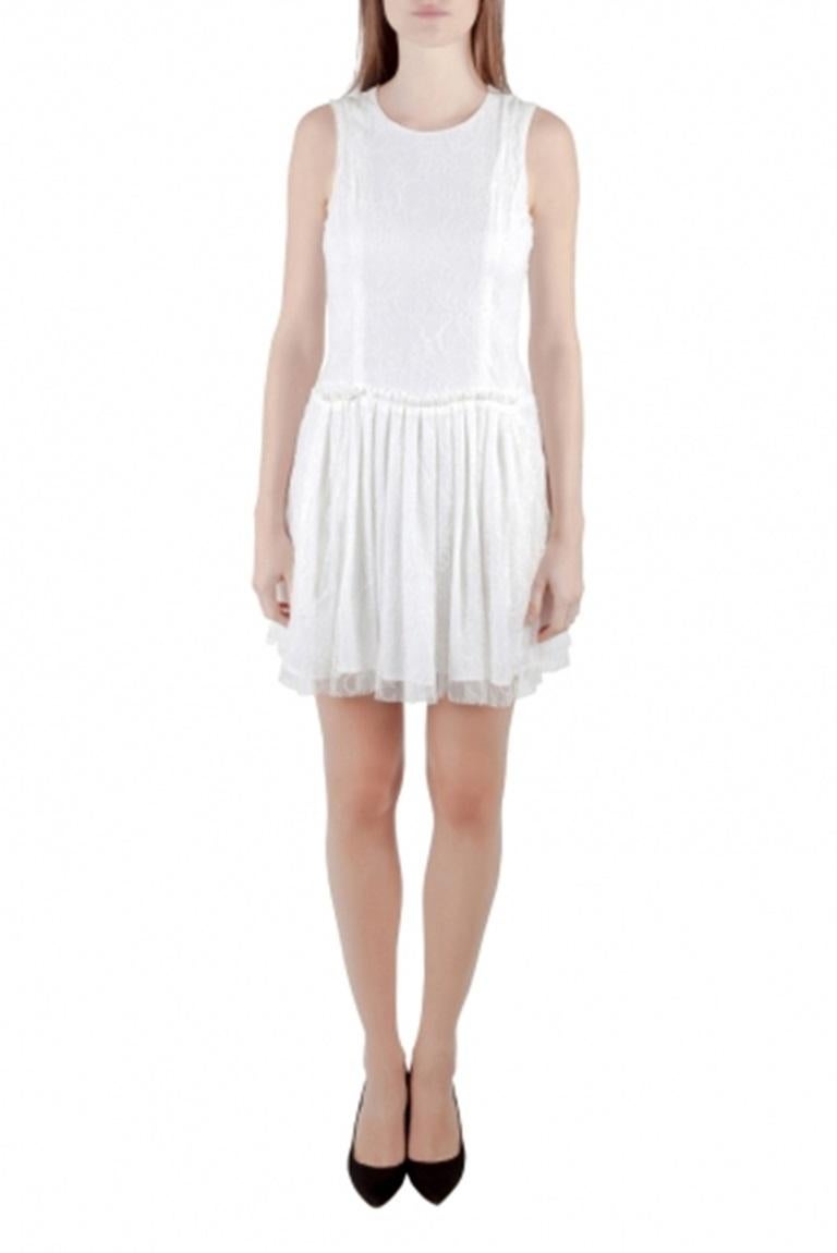 Theyskens Theory White Lace Sleeveless Dinal Dress M im Angebot 2