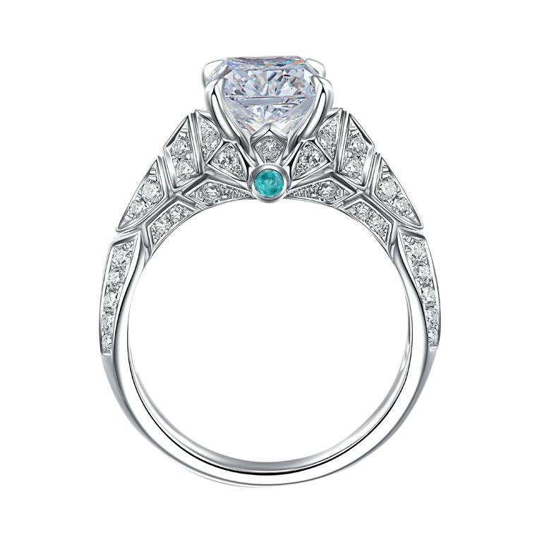 THIALH 1.5 Carat H Color VS1 Clarity Cushion-Cut Diamond Engagement Ring For Sale
