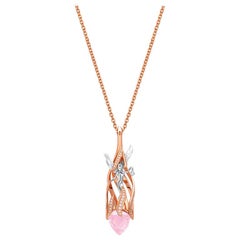 THIALH 18 Karat Rose Gold Diamond and Pink Quartz