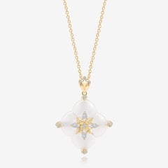 THIALH Pear Diamond White Chalcedony 18 Karat Yellow Gold Pendant Necklace