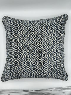 Thibaut 'Anastasia' Navy and White Cut Velvet Pillows, Pair