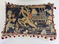 Thibaut chinoiserie cotton print tasseled pillows/ a pair