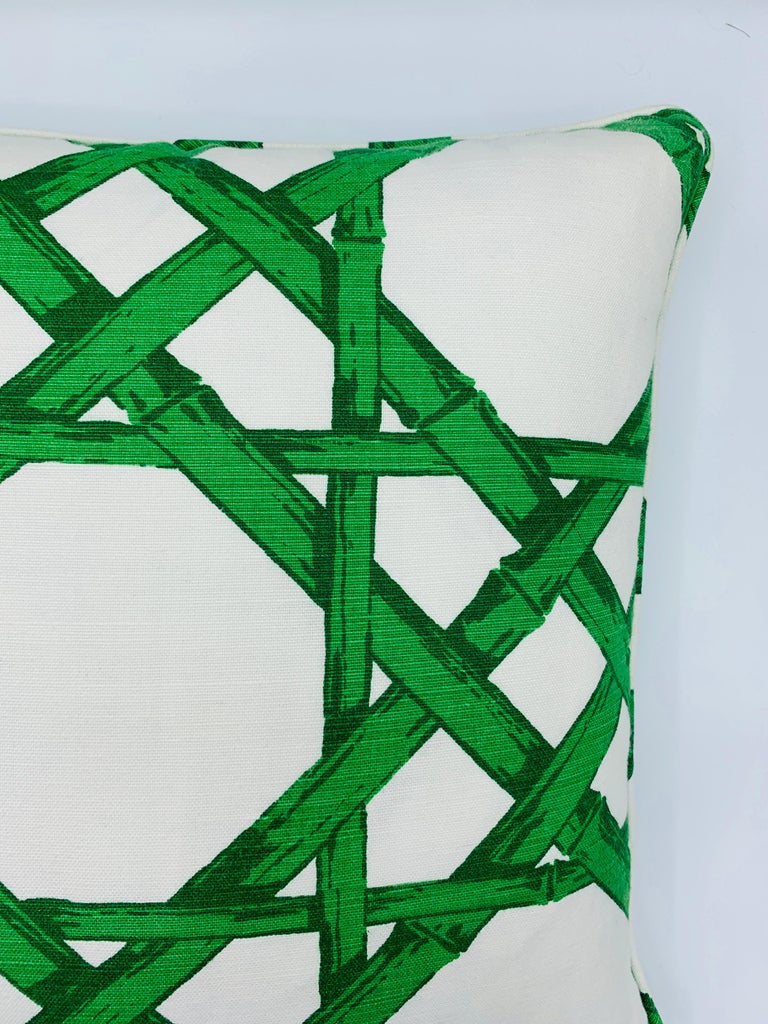 Thibaut Cyrus Cane In Emerald Green And White Pillow Custom For