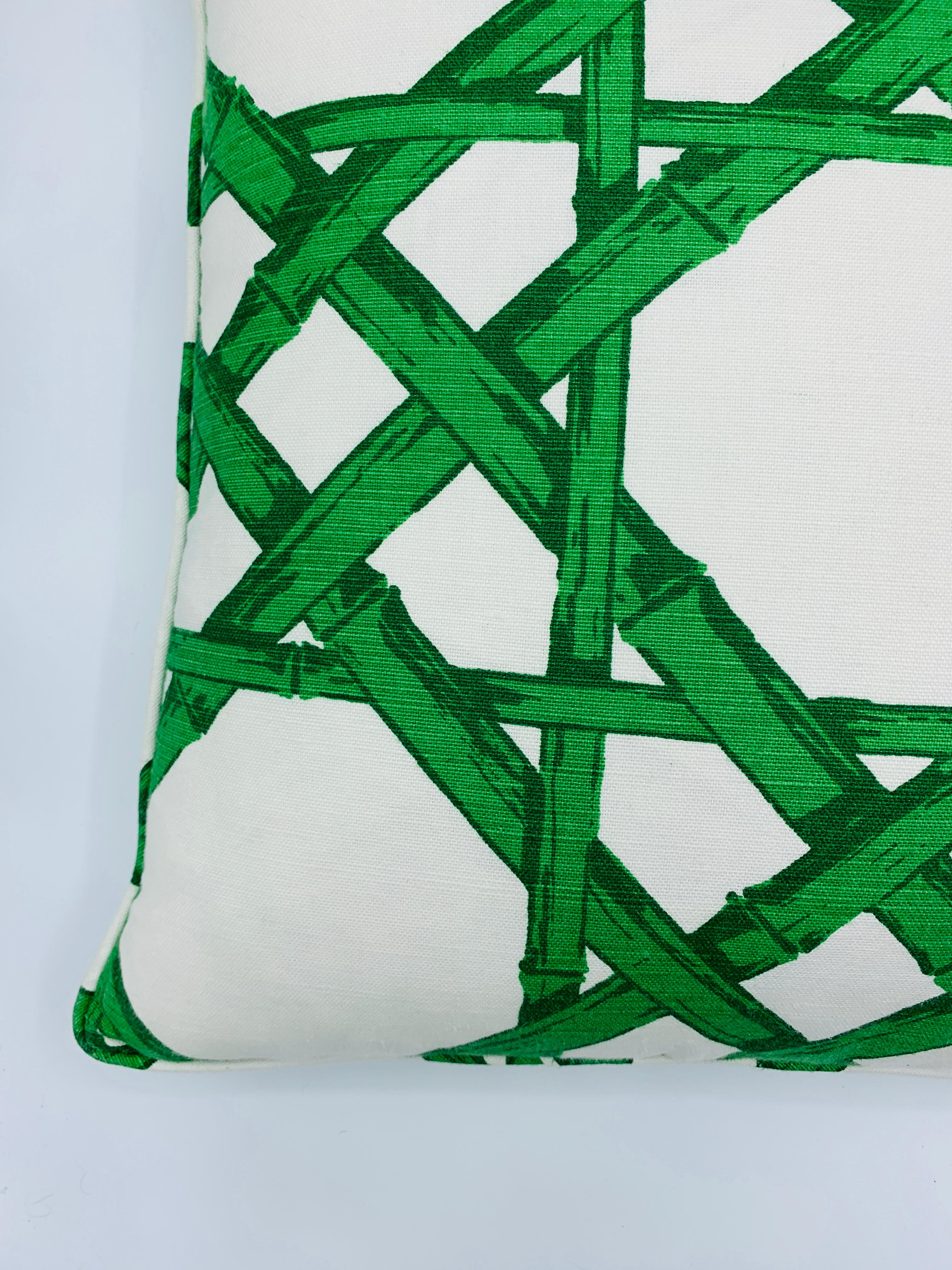 green and white pillow