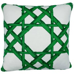 Thibaut 'Cyrus Cane' in Emerald Green and White Pillow, Custom