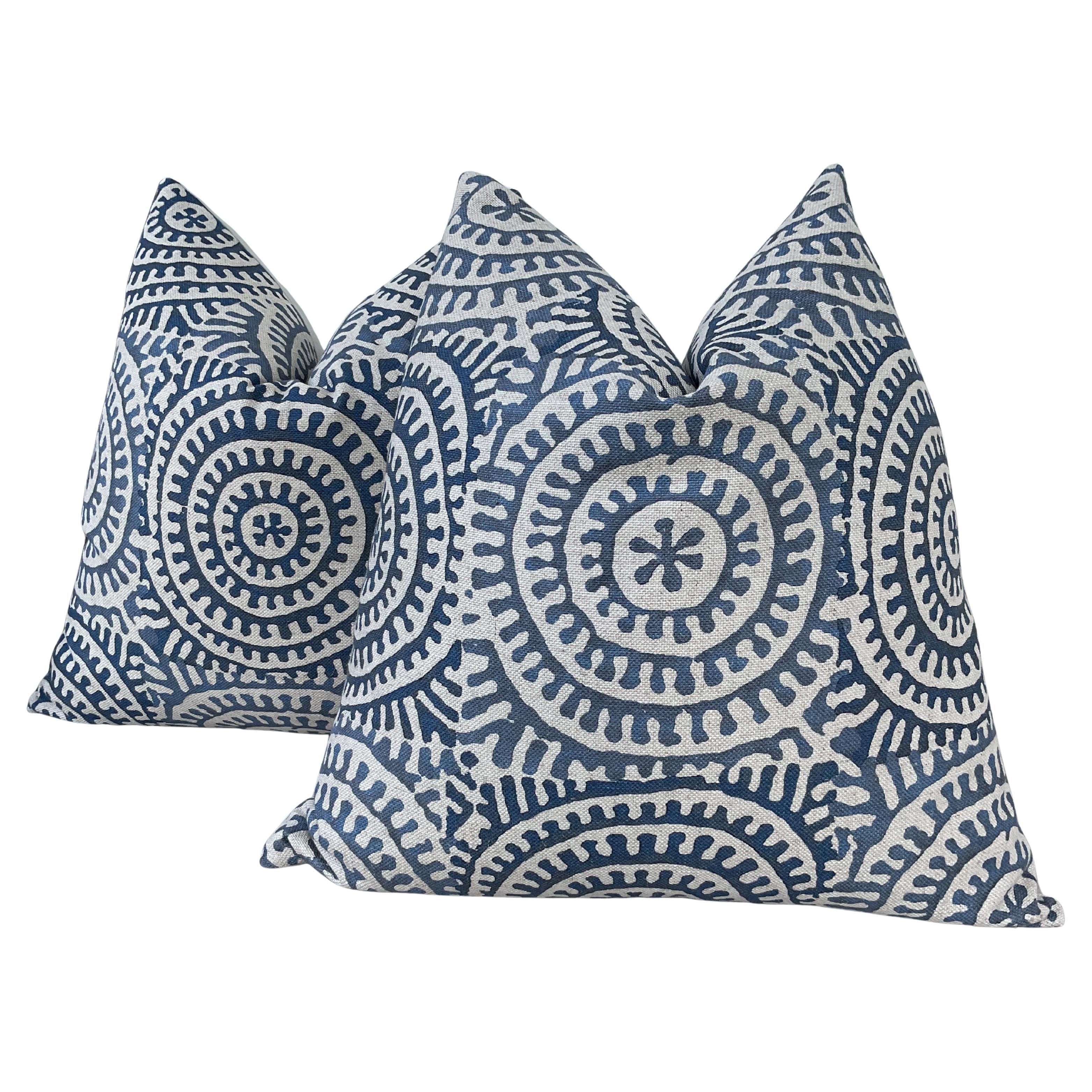 Thibaut “Kasai “ in Aqua Pillows- a 22" Pair