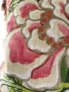 Thibaut Pfingstrose Garten Hand gedruckt tasseled Leinen Kissen / Paar