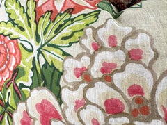 Thibaut peony garden hand printed tasseled linen pillows/a pair