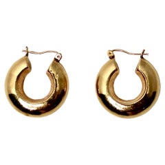 Thick 14k Gold Hoop Earrings circa 1980s Vintage Thick 14k Gold Hoop Earrings circa 1980s