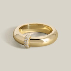 Thick 14k Yellow Gold Band with Pave Diamonds, Unity Band by Jonne Amaya