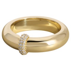 Thick 14k Yellow Gold Band with Pave Diamonds, Unity Band by Jonne Amaya