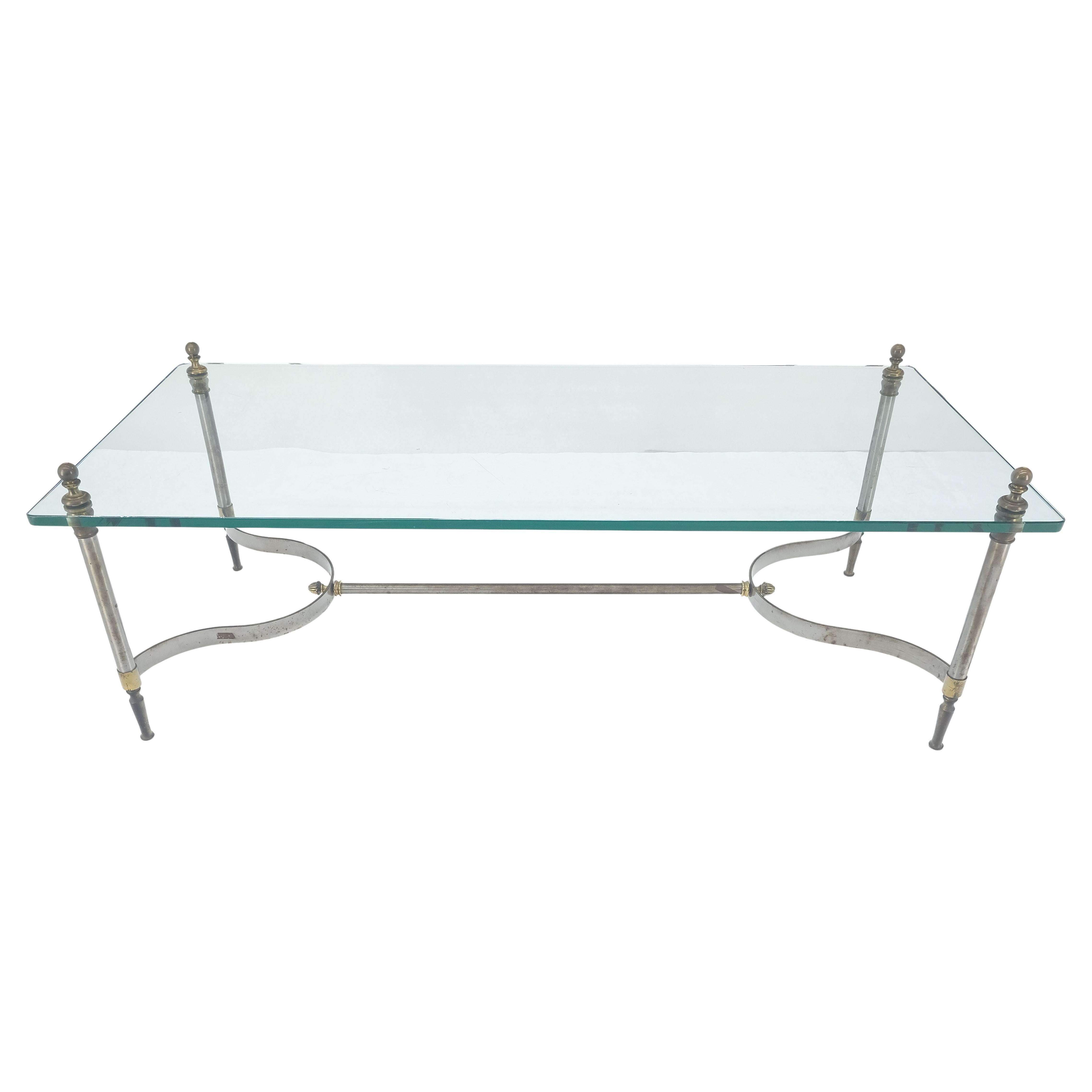 Epaisseur 3/4" 24x52 Rectangle en verre Chrome & Laiton  Base MCM Café Patina