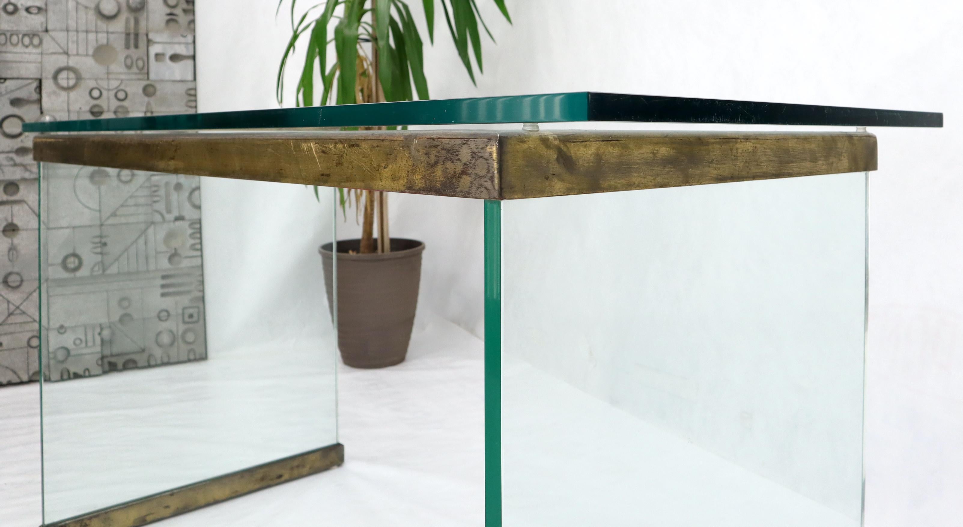 Thick Glass Top Glass Base Writing Table Compact Desk For Sale 2