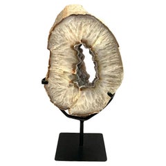 Antique Thick Agate Geode On Stand Sculpture, Brazil, Prehistoric