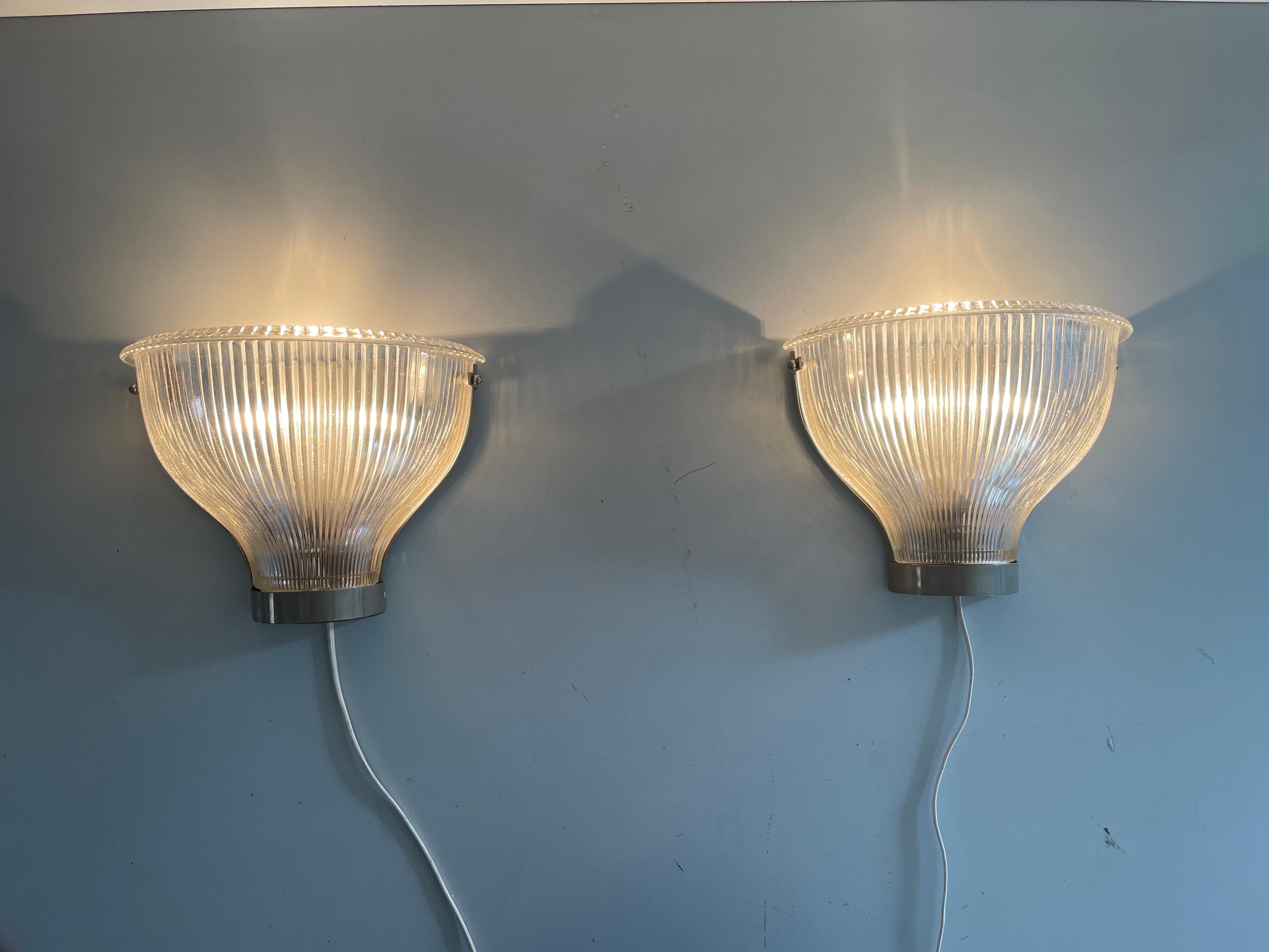 Pareja de candelabros de vidrio artístico grueso, estilo Ignazio Gardella, años 50, Italia en venta 6