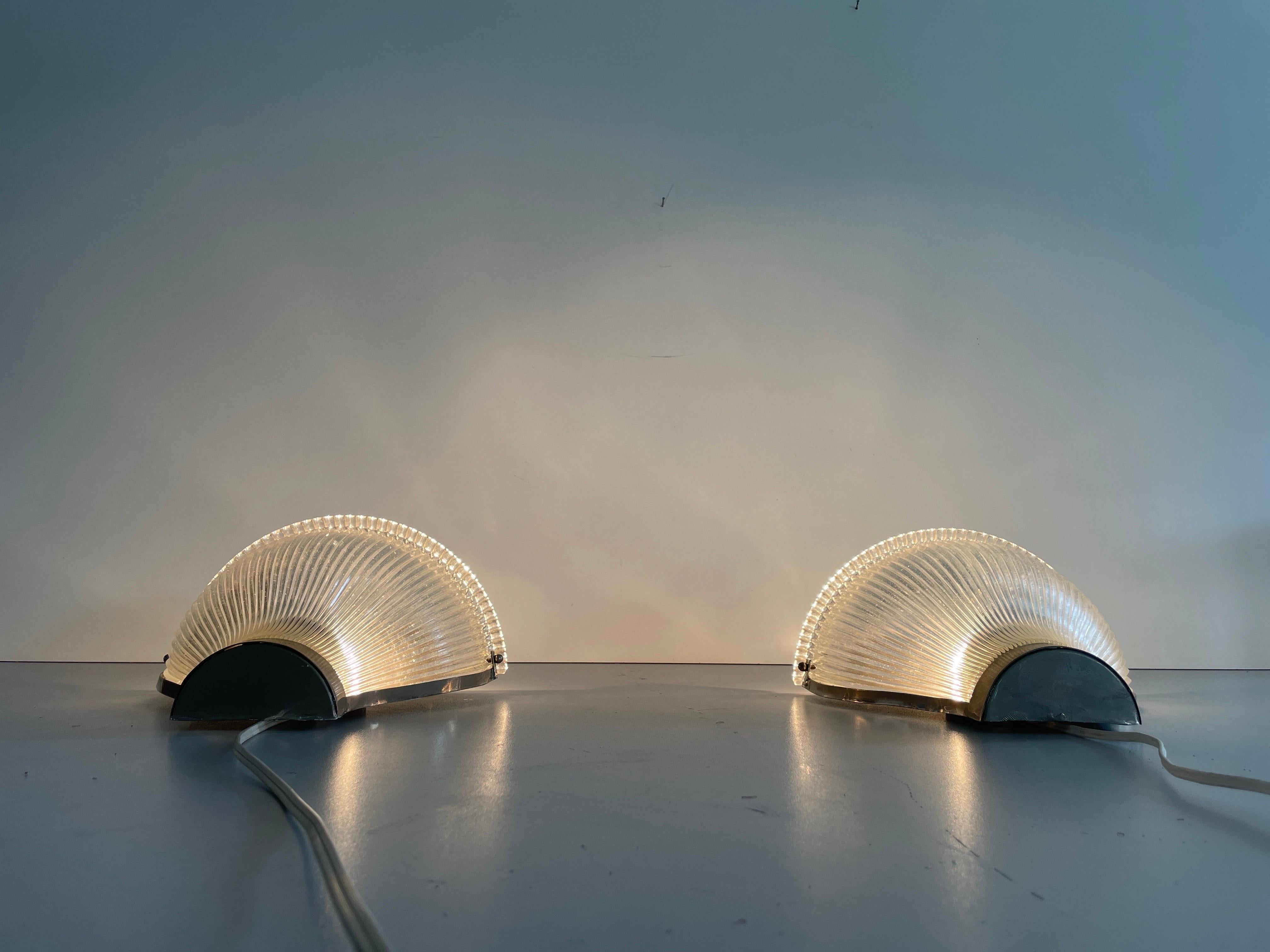 Pareja de candelabros de vidrio artístico grueso, estilo Ignazio Gardella, años 50, Italia en venta 11