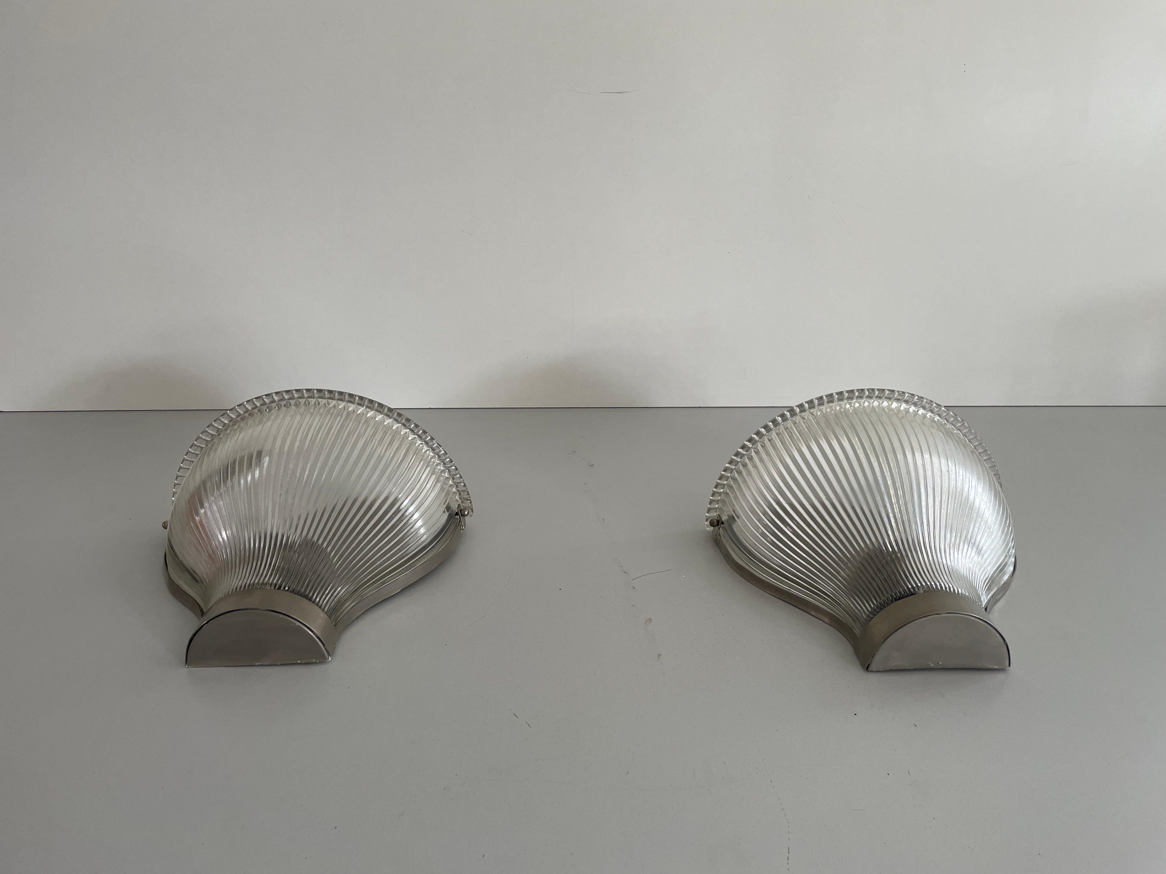 Pareja de candelabros de vidrio artístico grueso, estilo Ignazio Gardella, años 50, Italia Italiano en venta