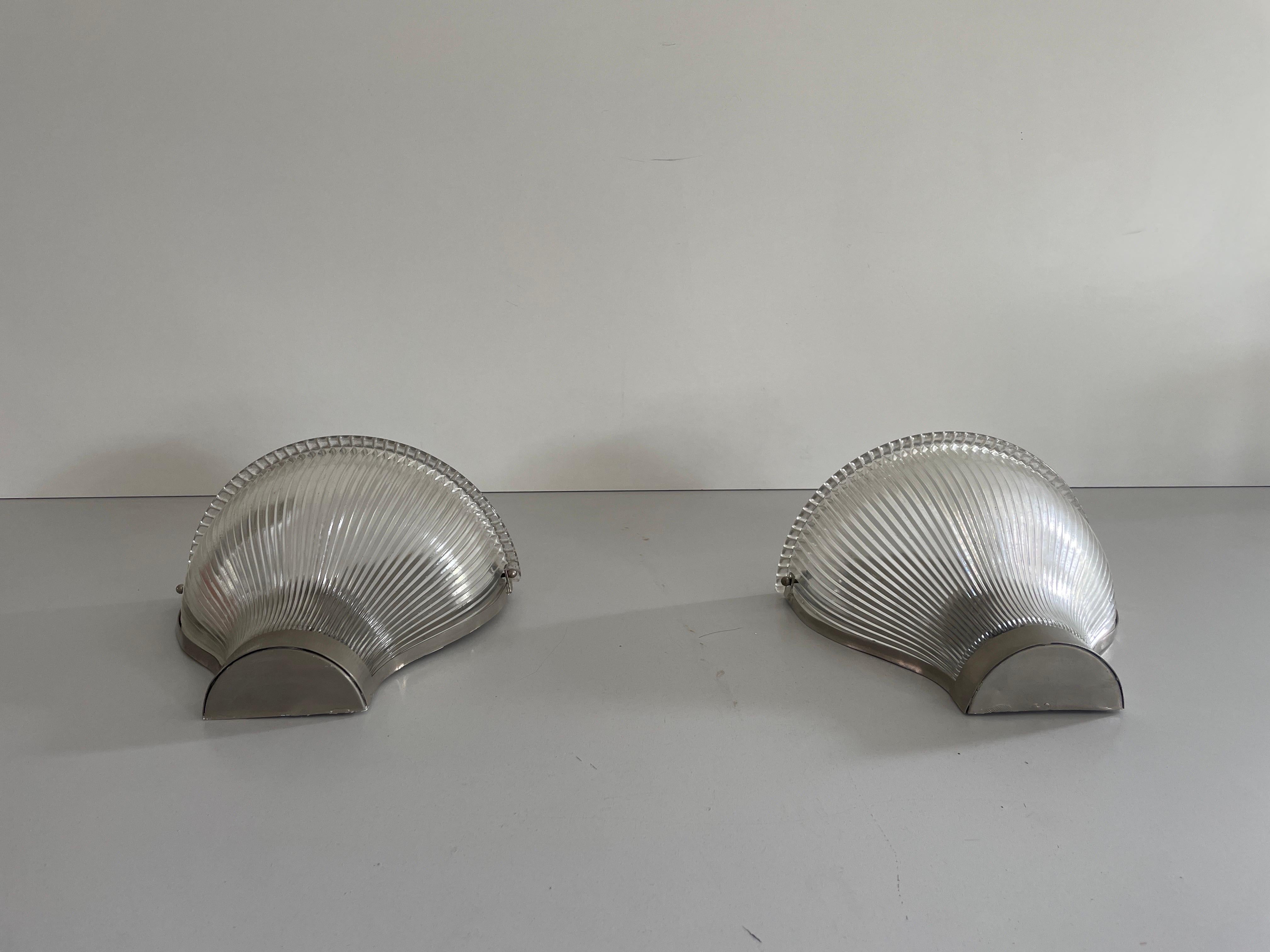 Pareja de candelabros de vidrio artístico grueso, estilo Ignazio Gardella, años 50, Italia mediados del siglo XX en venta