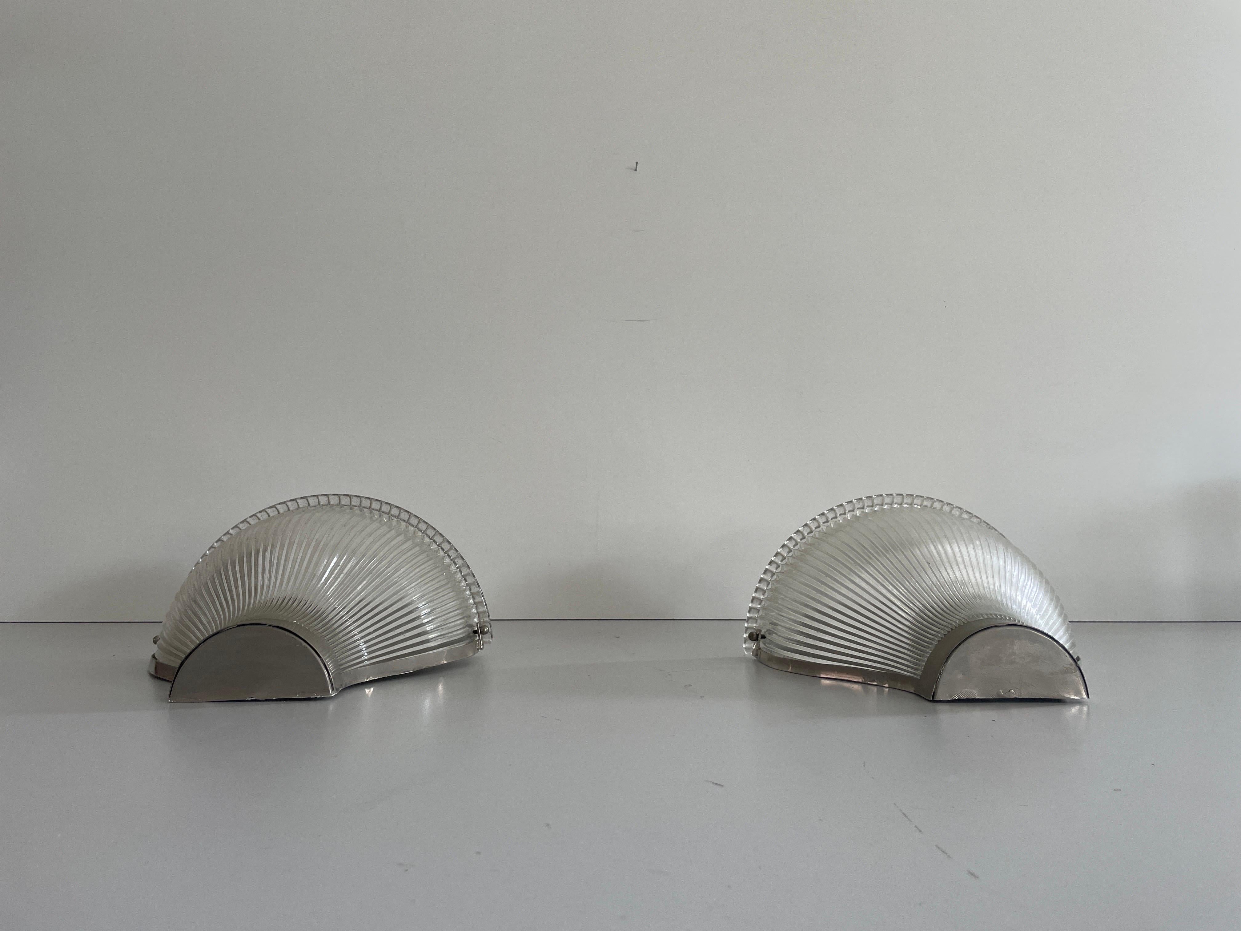 Pareja de candelabros de vidrio artístico grueso, estilo Ignazio Gardella, años 50, Italia Vidrio artístico en venta