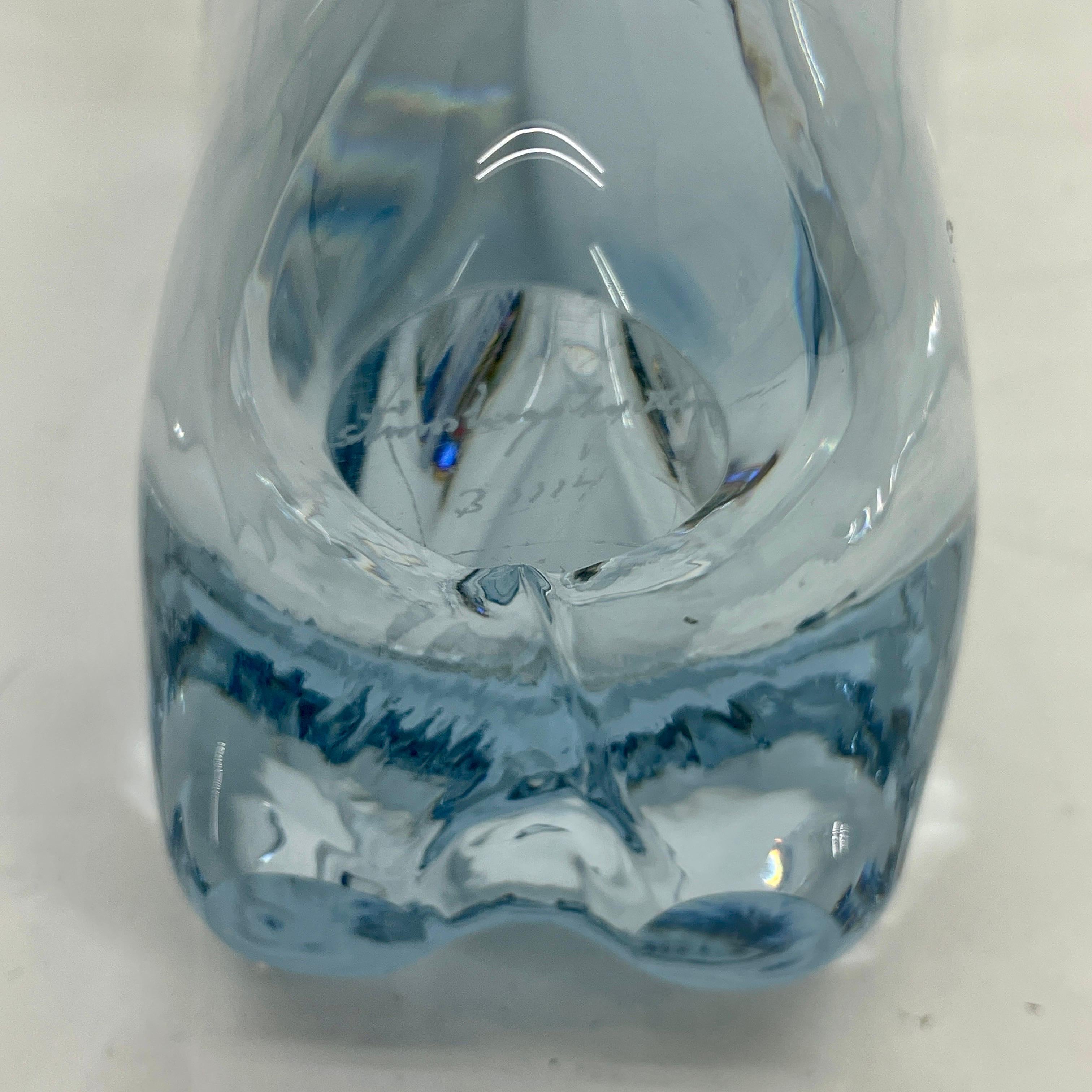 20th Century Thick Art Glass Vase by Strombergshyttan, Signed, Sweden