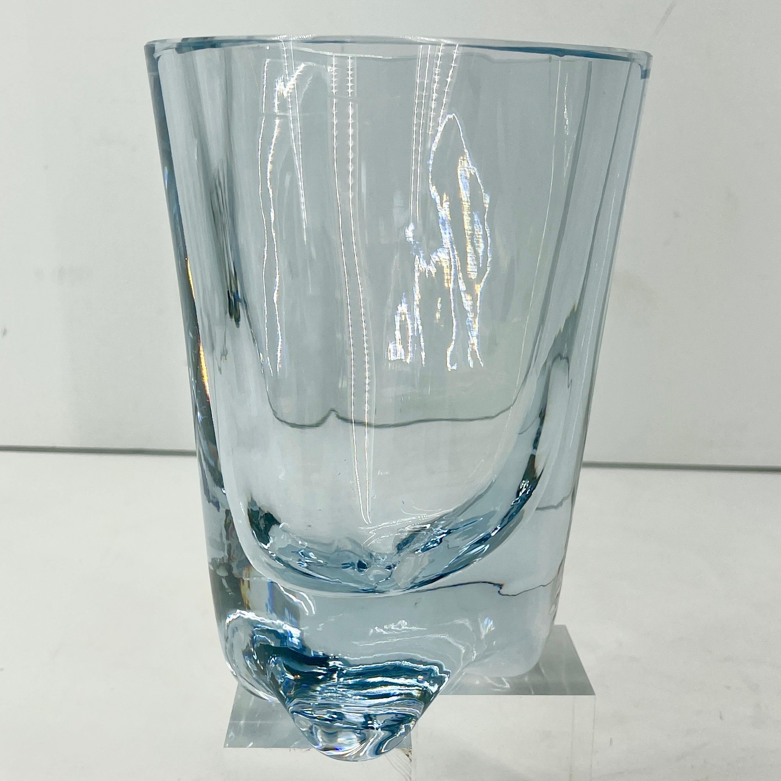 Thick Art Glass Vase by Strombergshyttan, Signed, Sweden 5