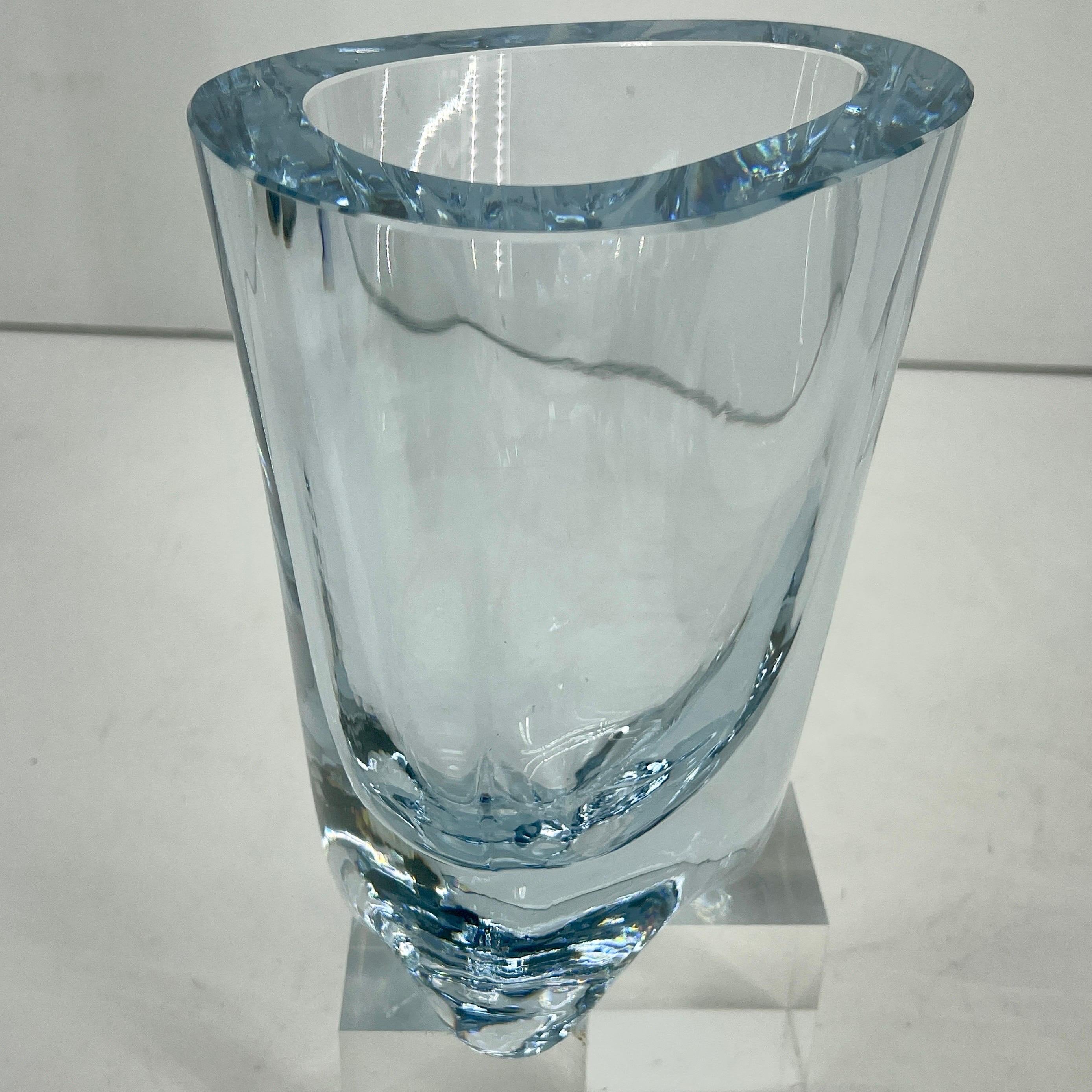 Thick Art Glass Vase by Strombergshyttan, Signed, Sweden 6