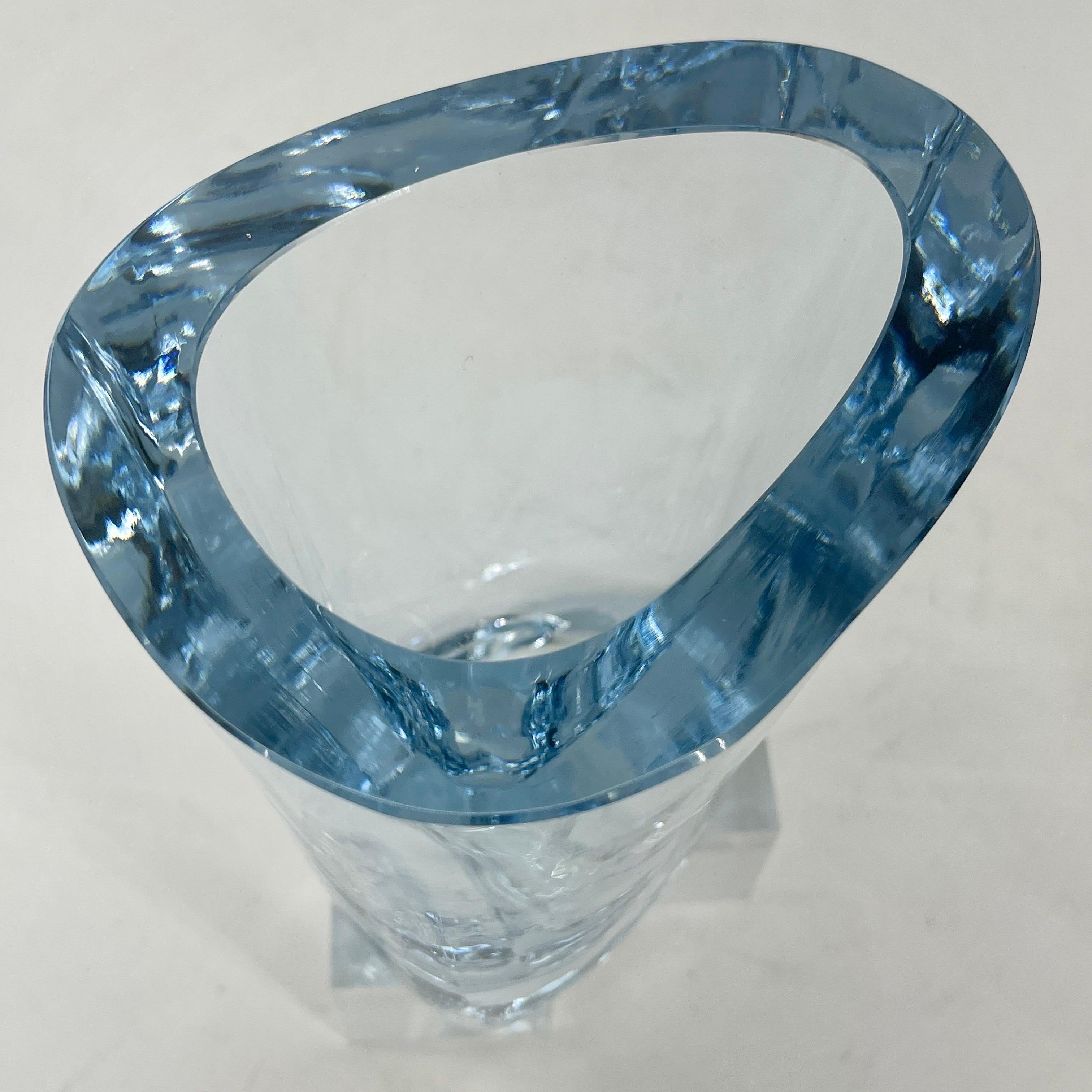 Thick Art Glass Vase by Strombergshyttan, Signed, Sweden 7