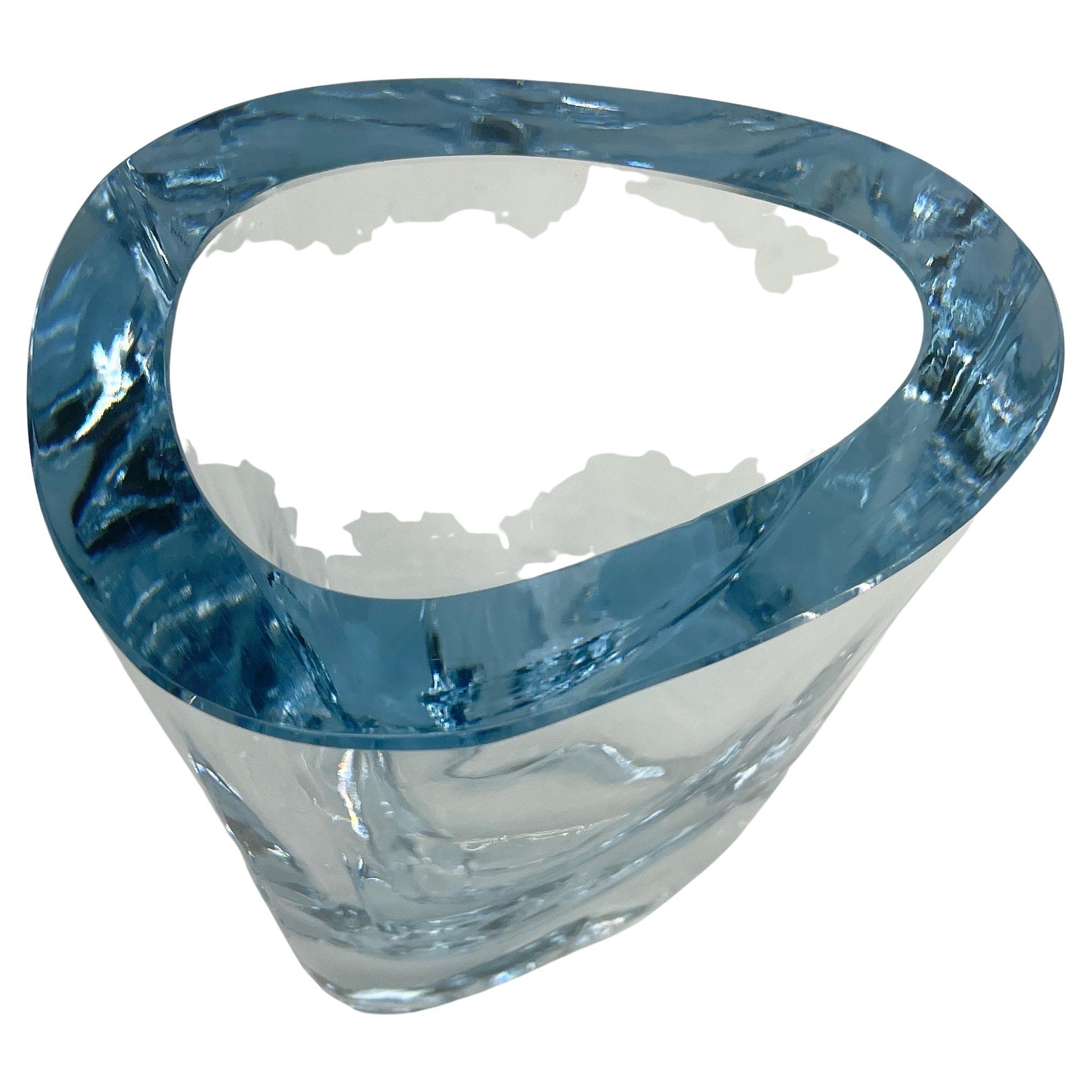 Thick Art Glass Vase by Strombergshyttan, Signed, Sweden 10