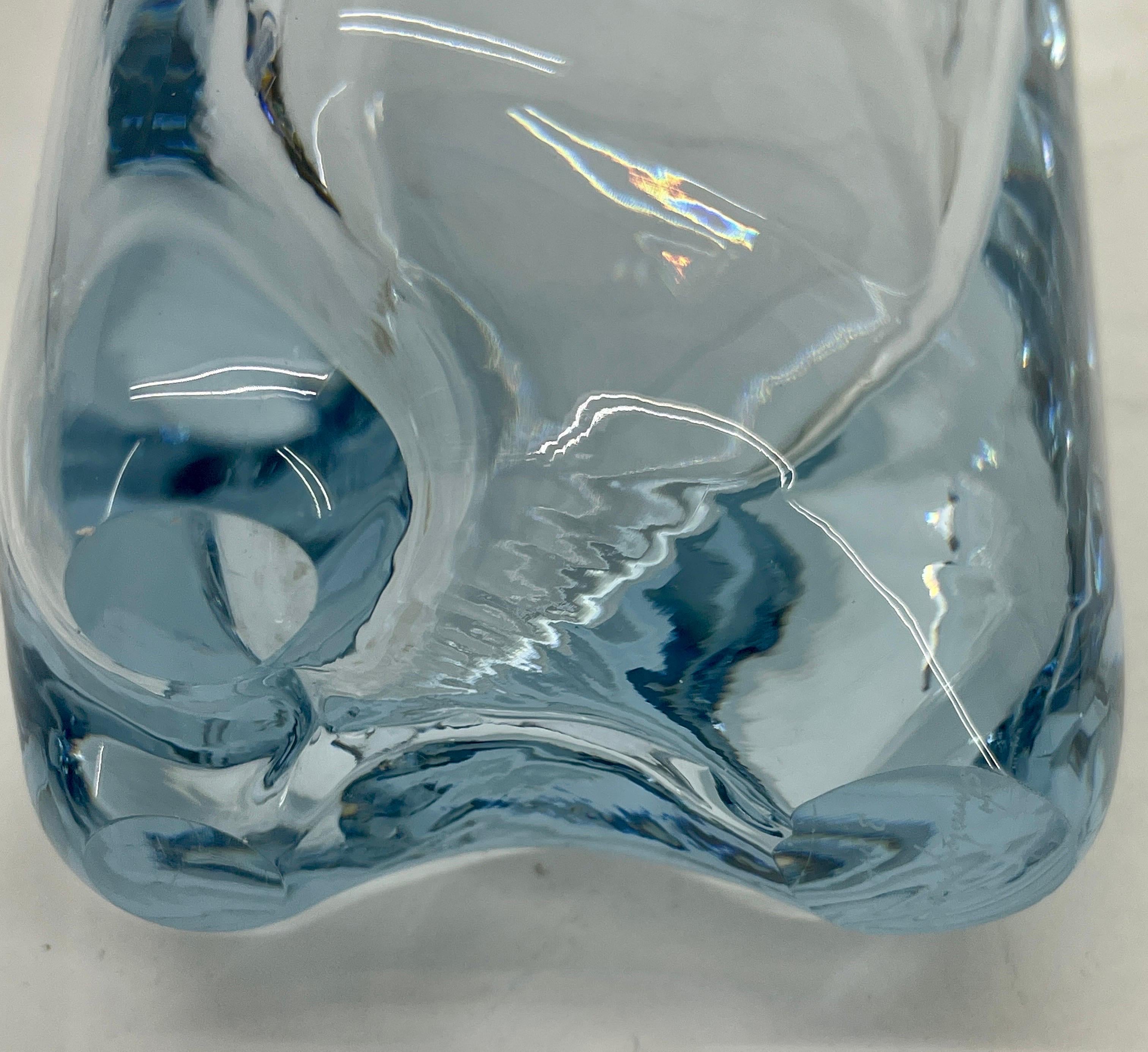 Swedish Thick Art Glass Vase by Strombergshyttan, Signed, Sweden