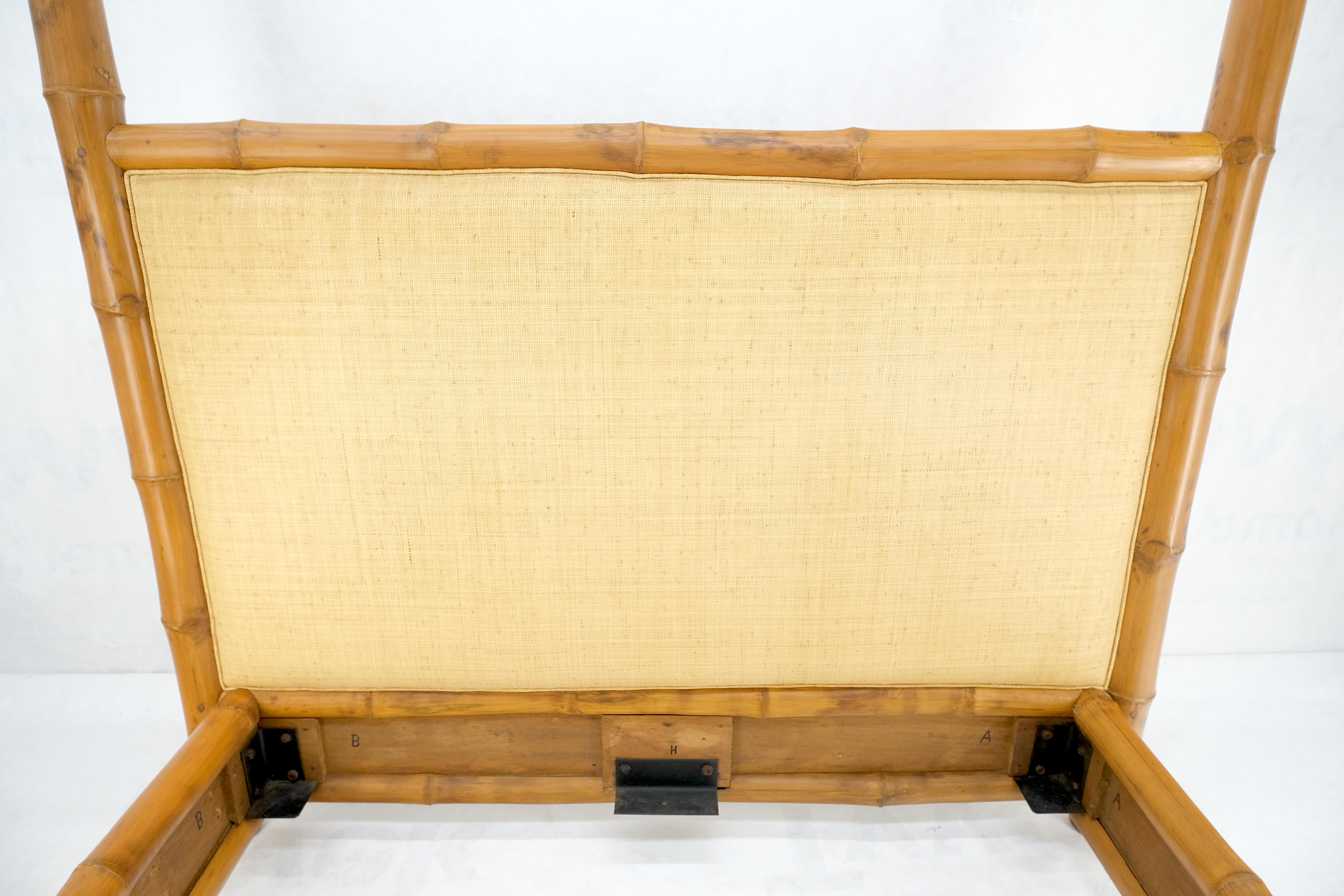 Thick Bamboo Cane Upholstery King Size Poster Headboard Bed Footboard Rails MINT For Sale 2