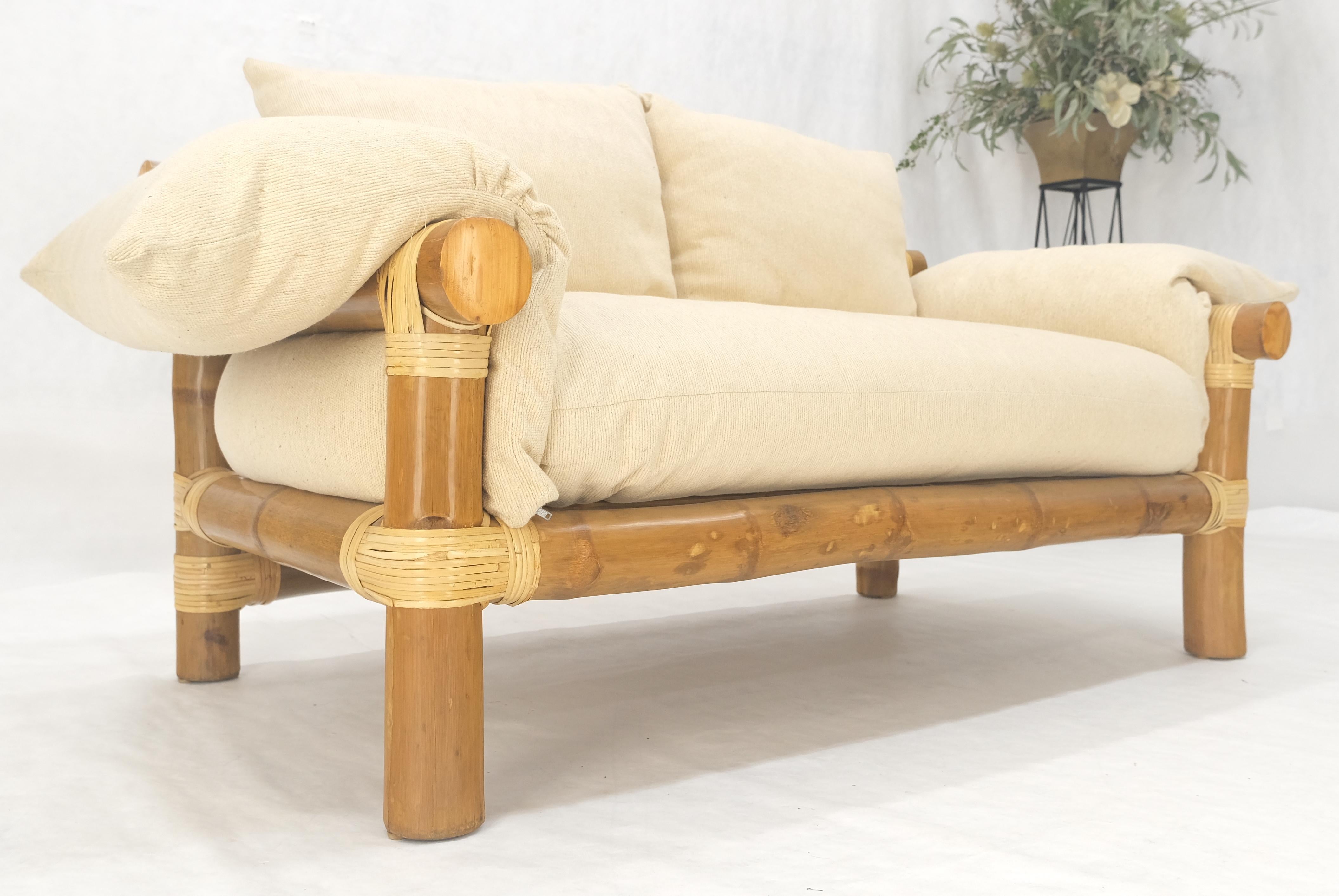 Thick Bamboo Frame Mid Century Modern c1970s Loveseat Sofa MINT For Sale 5