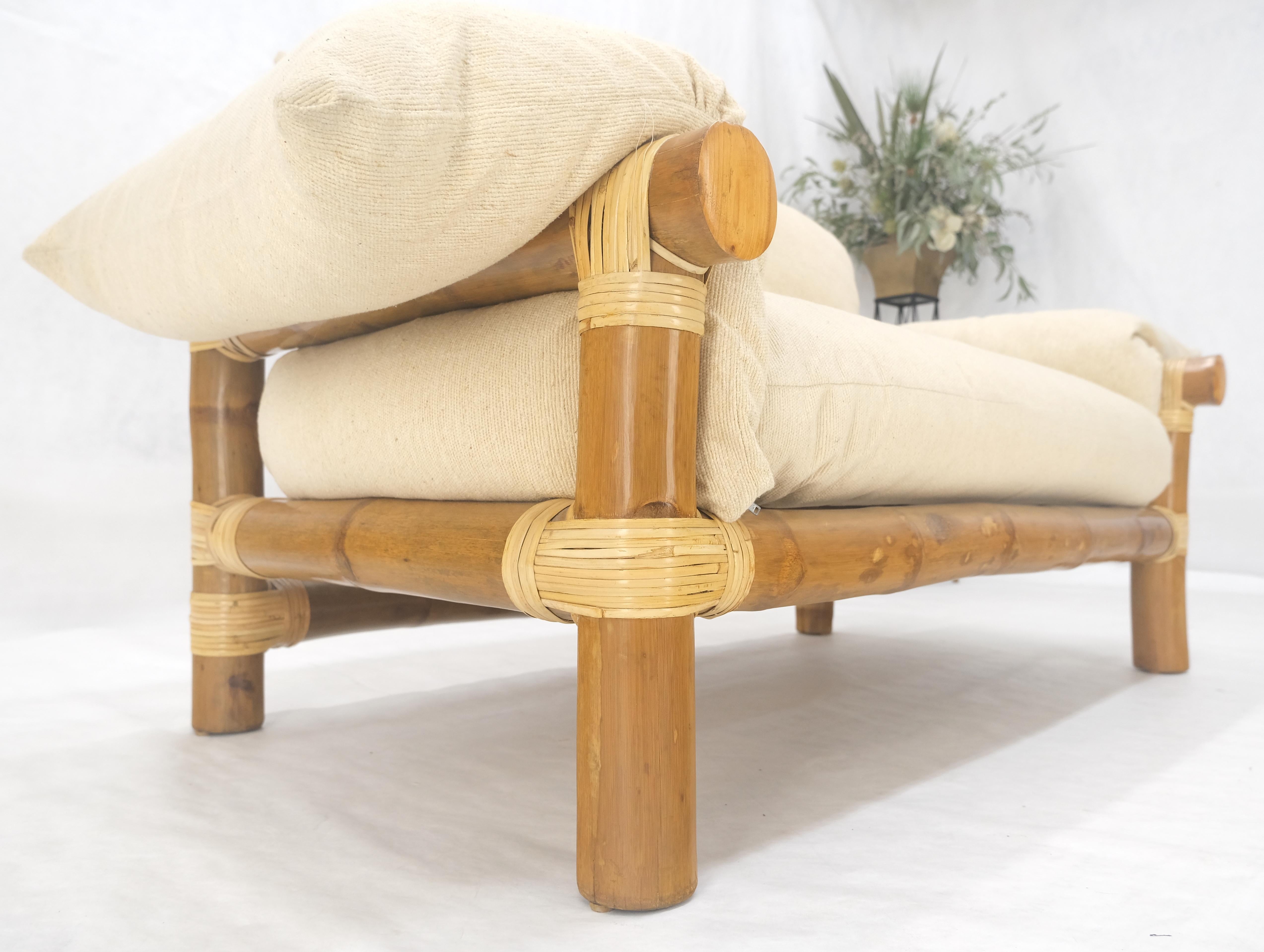 Thick Bamboo Frame Mid Century Modern c1970s Loveseat Sofa MINT For Sale 6