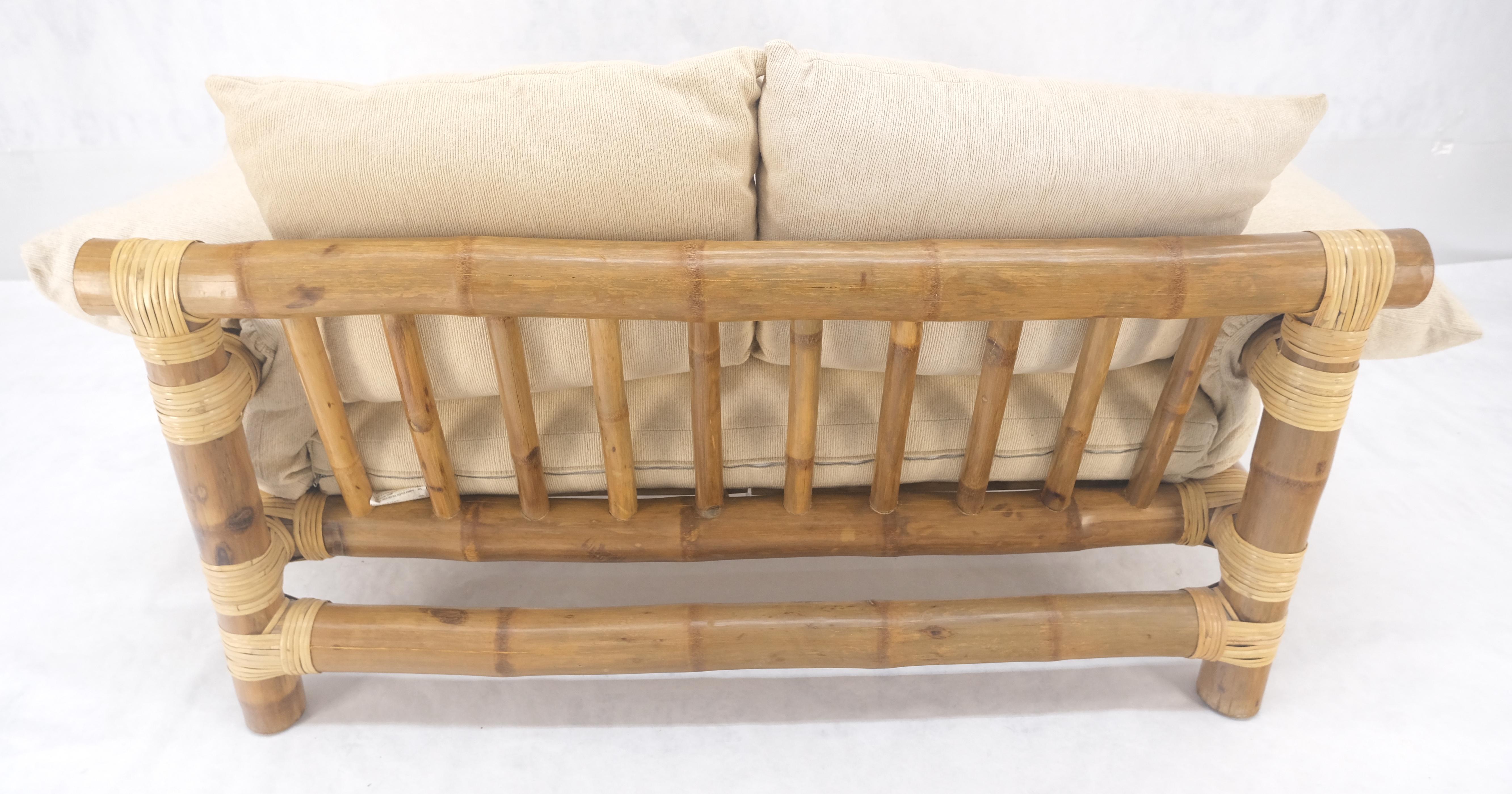 Thick Bamboo Frame Mid Century Modern c1970s Loveseat Sofa MINT For Sale 8