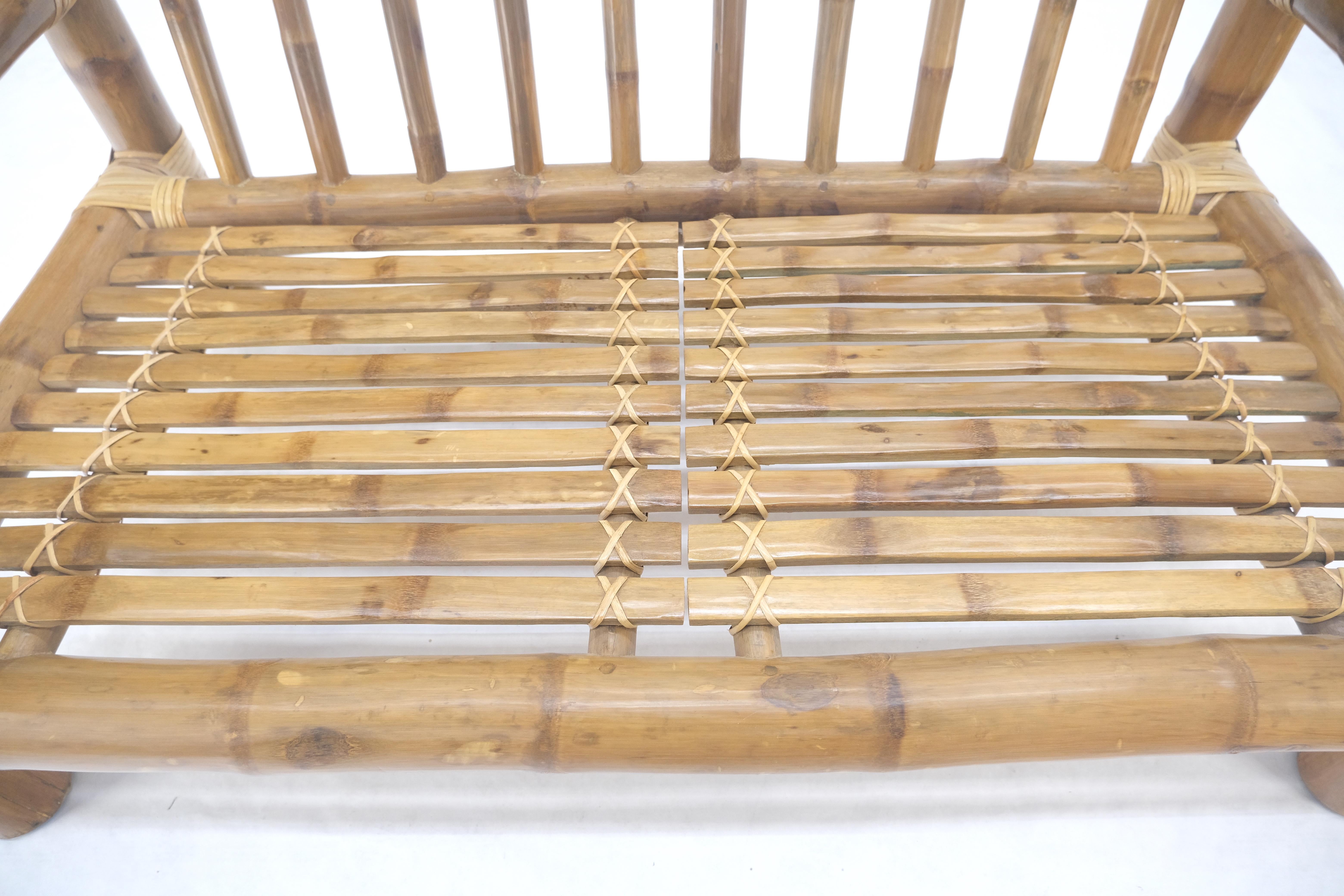 Thick Bamboo Frame Mid Century Modern c1970s Loveseat Sofa MINT For Sale 10