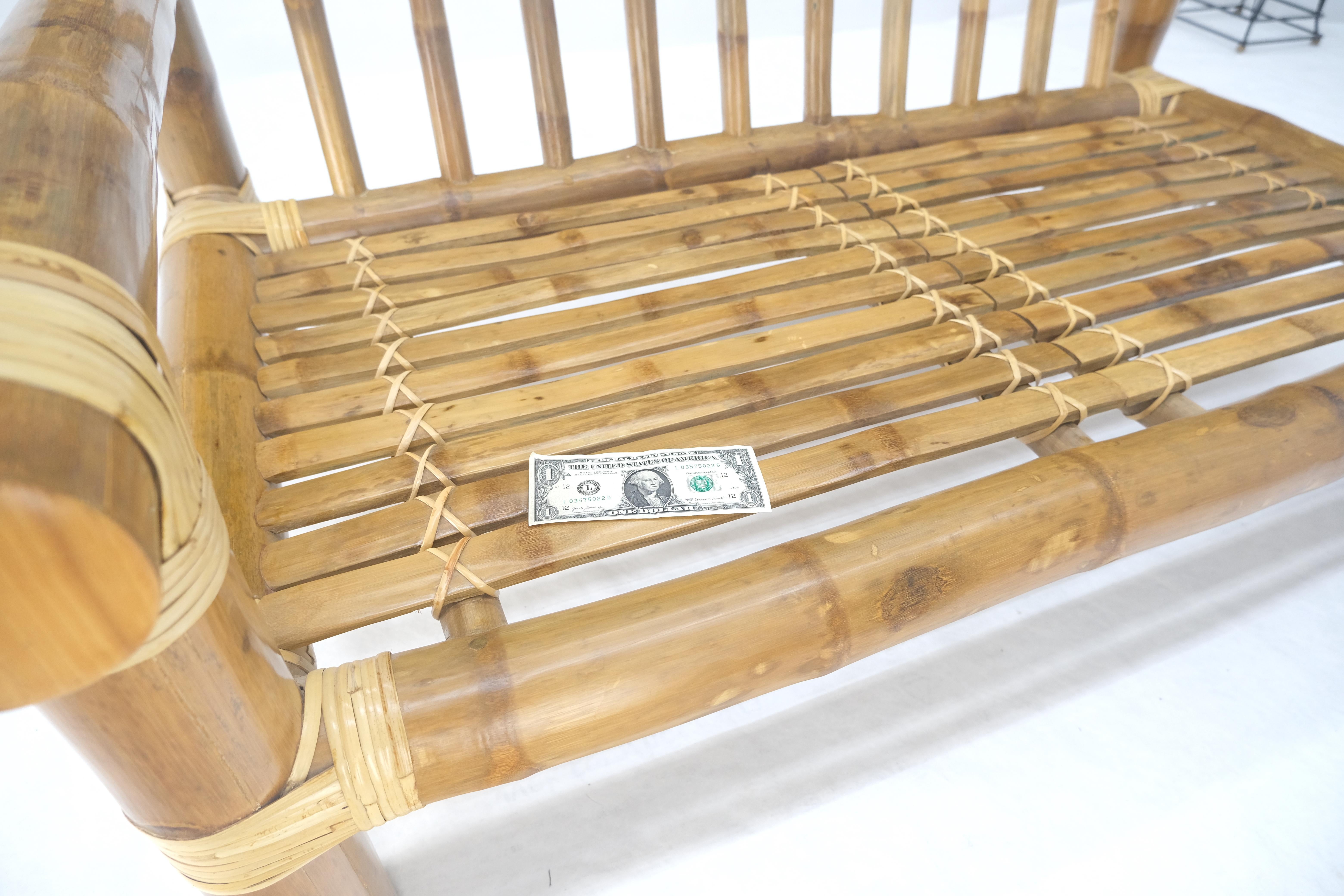 Thick Bamboo Frame Mid Century Modern c1970s Loveseat Sofa MINT For Sale 12