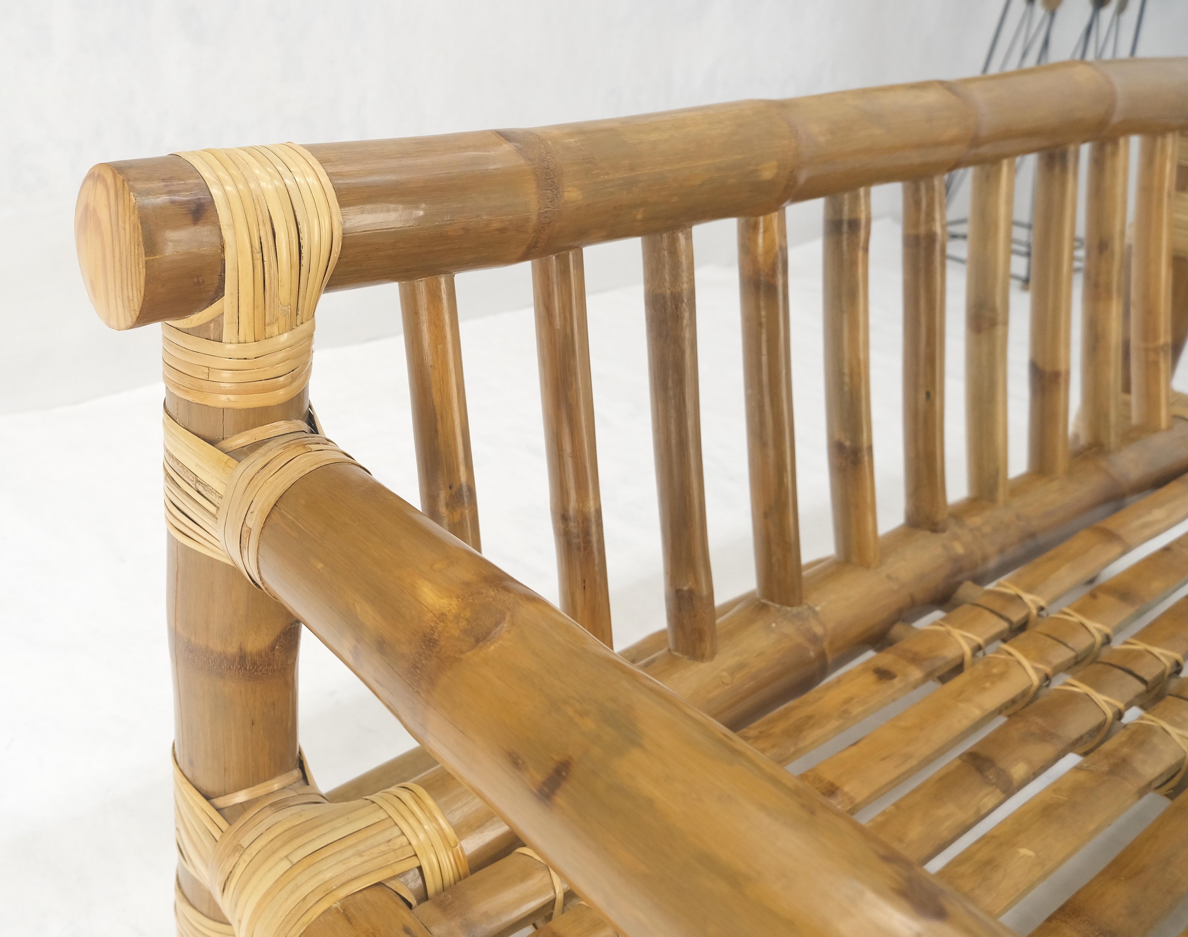 Thick Bamboo Frame Mid Century Modern c1970s Loveseat Sofa MINT For Sale 14