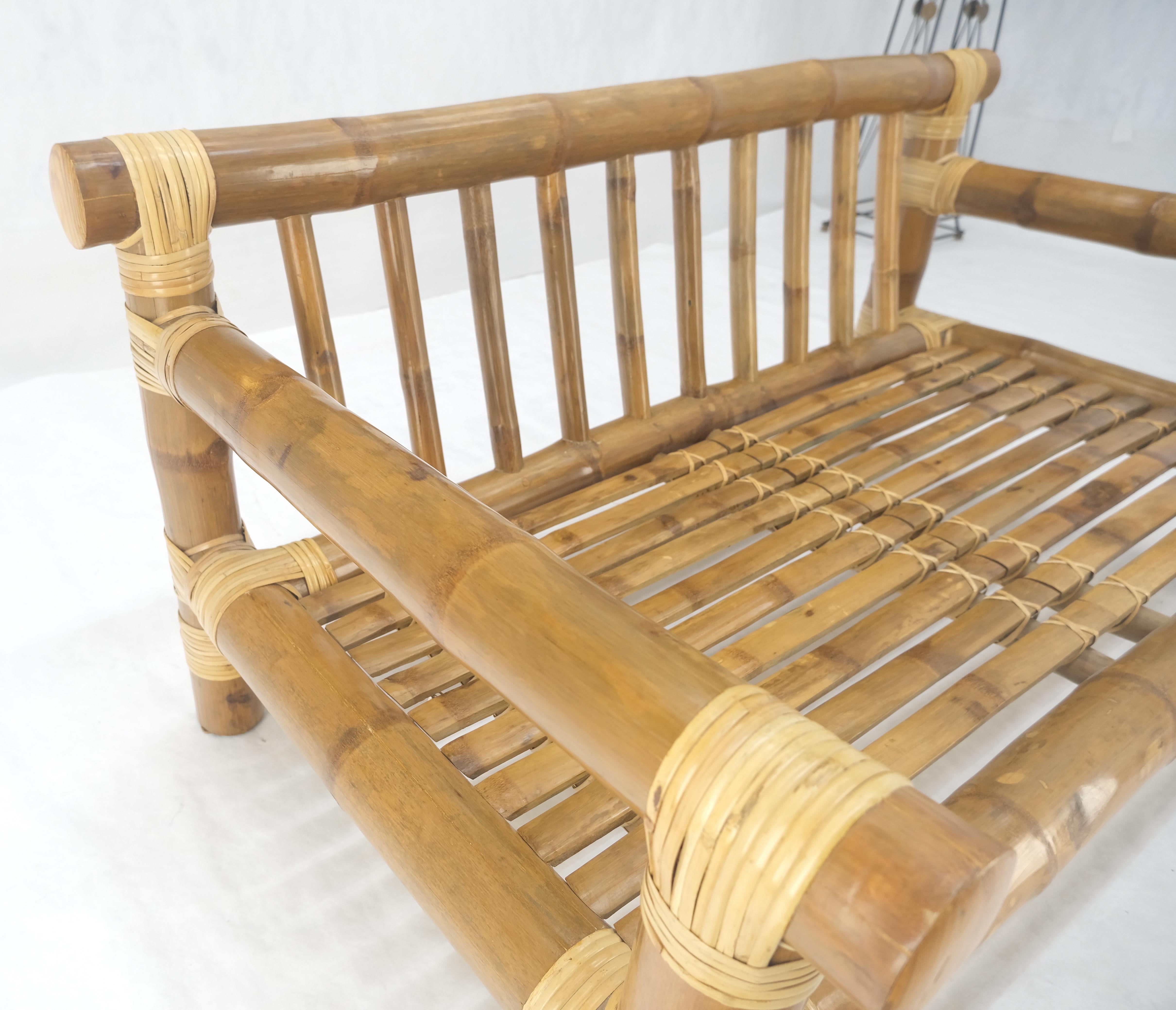 Mid-Century Modern Thick Bamboo Frame Mid Century Modern c1970s Loveseat Sofa MINT For Sale