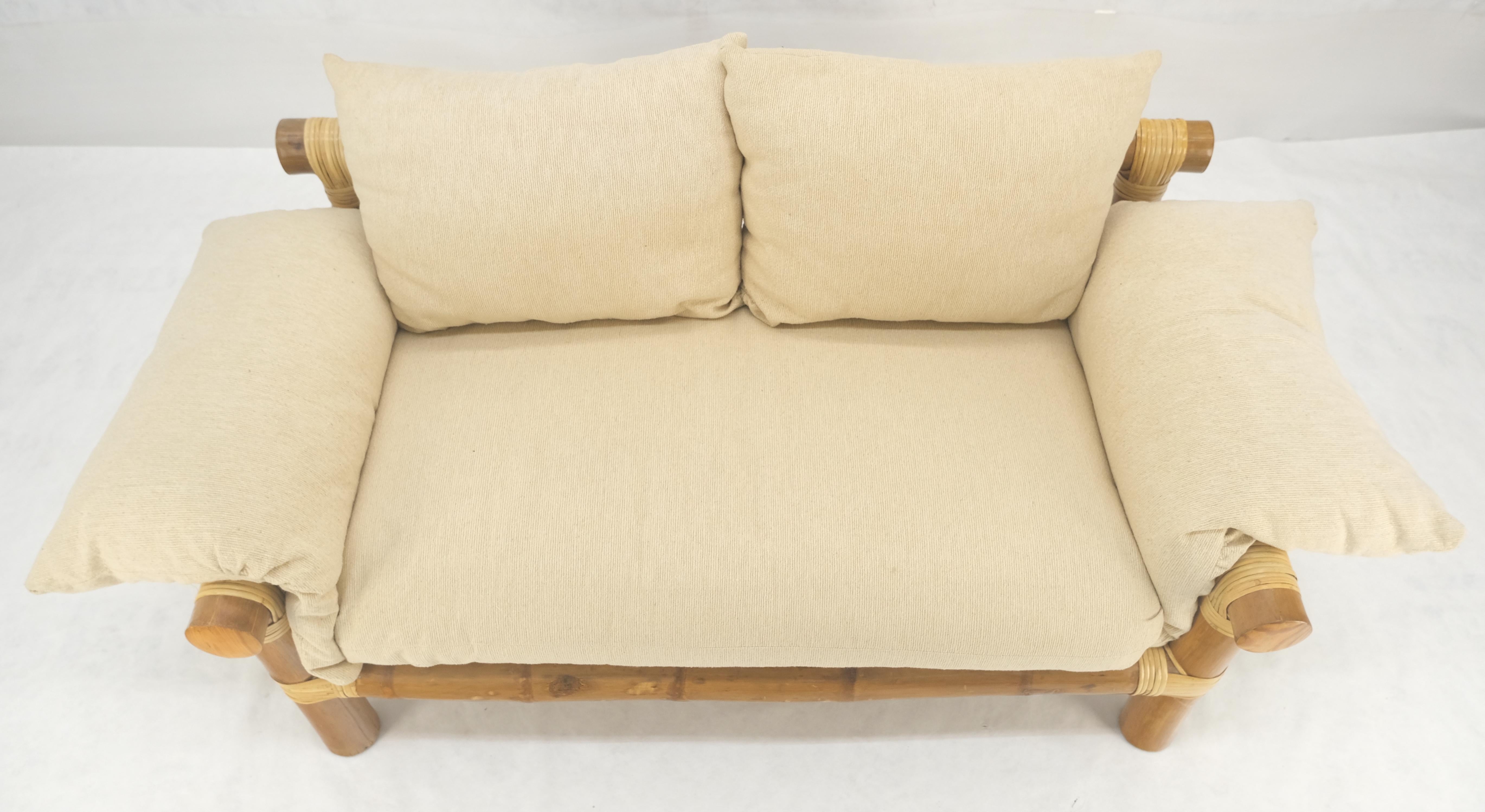 Thick Bamboo Frame Mid Century Modern c1970s Loveseat Sofa MINT For Sale 2