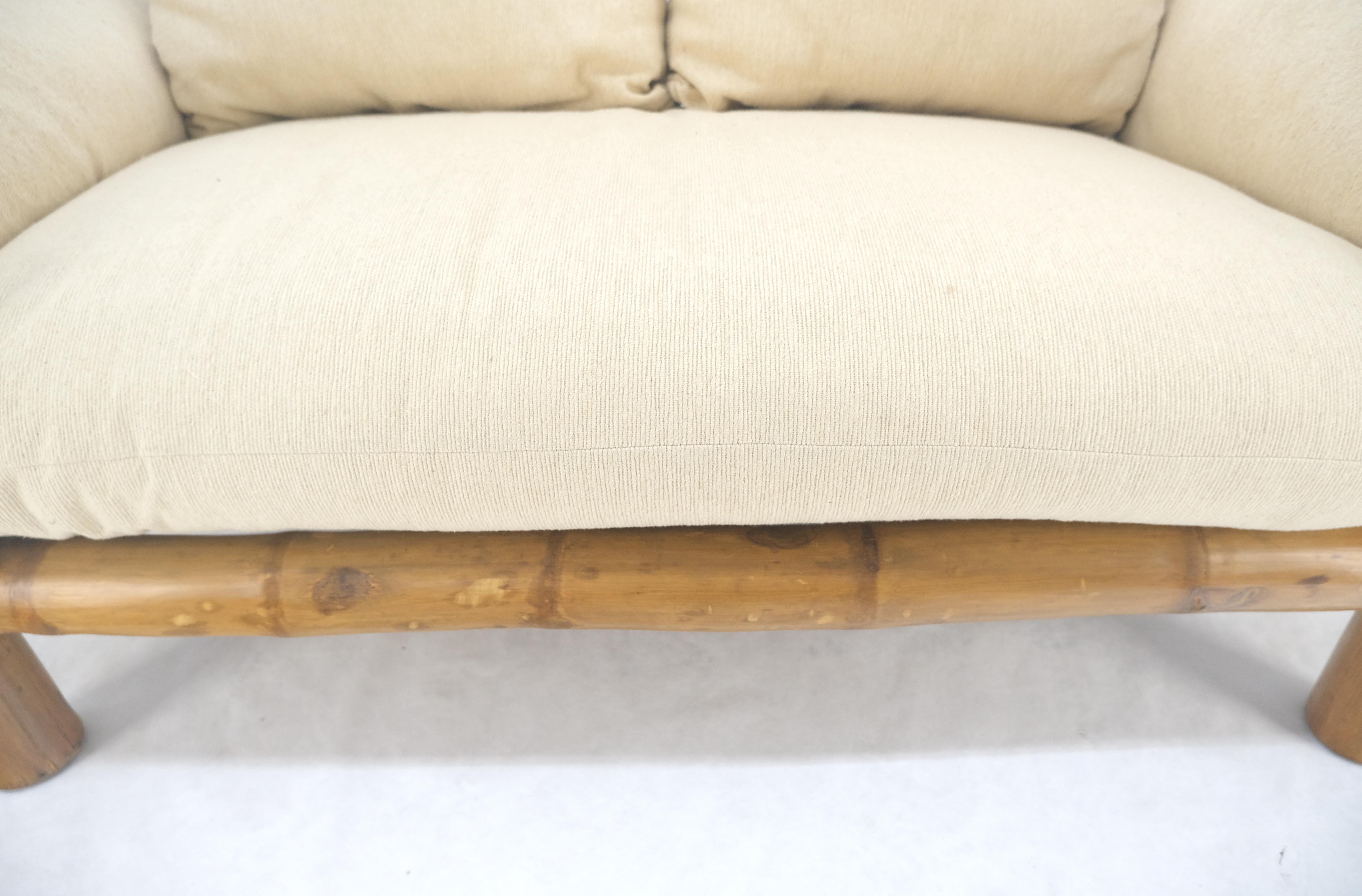 Thick Bamboo Frame Mid Century Modern c1970s Loveseat Sofa MINT For Sale 3