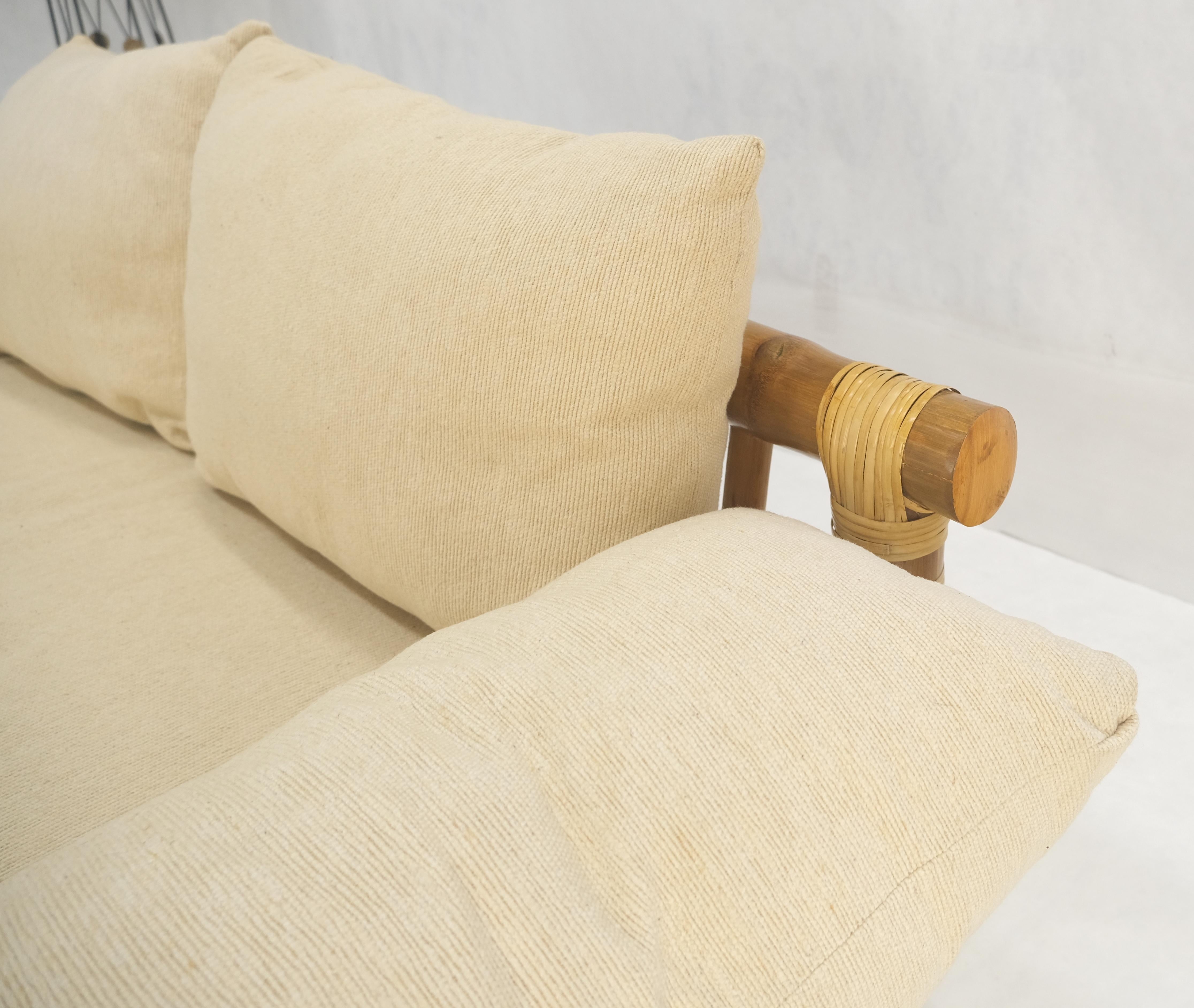 Thick Bamboo Frame Mid Century Modern c1970s Loveseat Sofa MINT For Sale 4