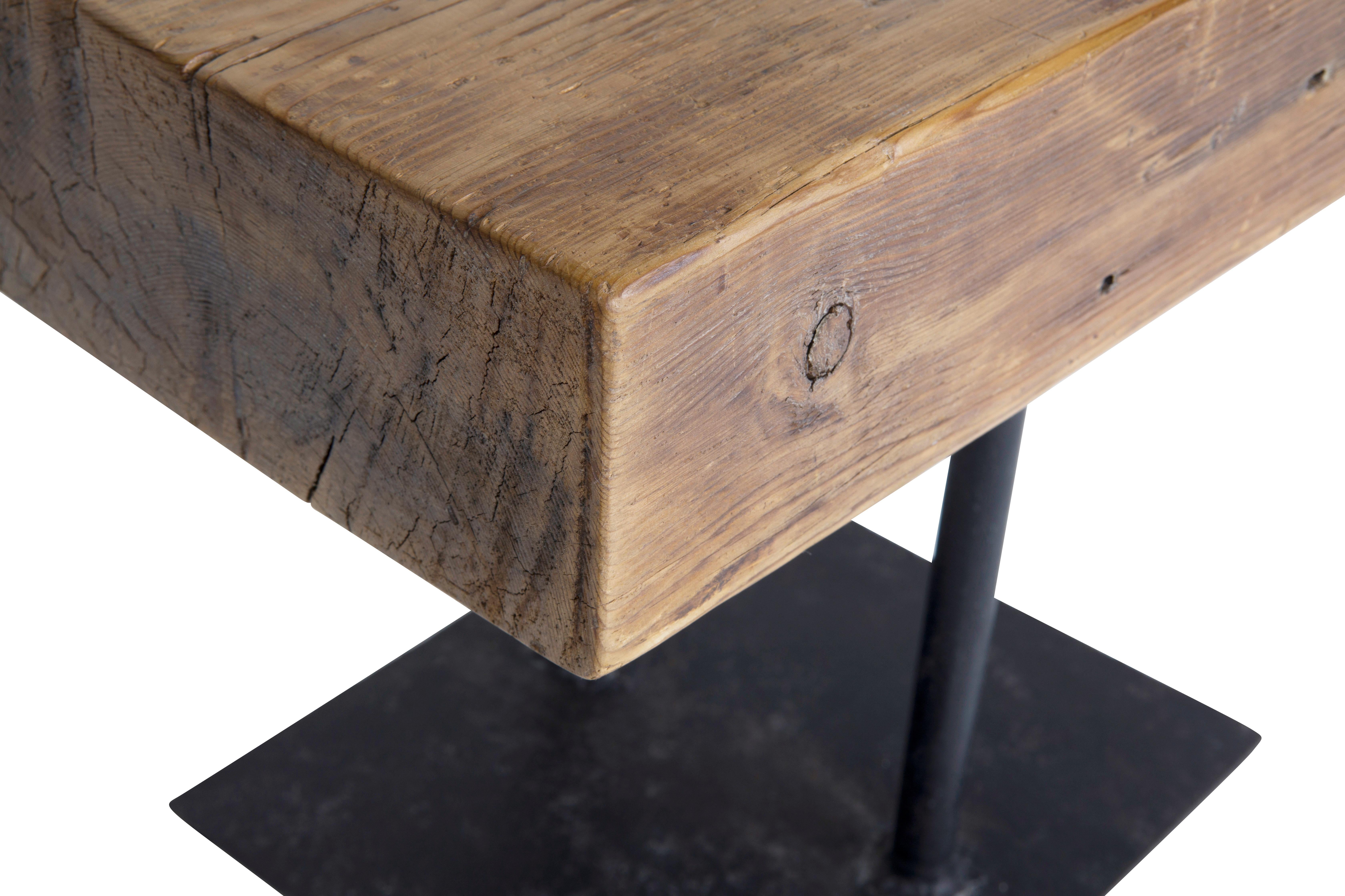 This reclaimed wood top is hand cut from a thick beam. Paired with an artisan welded steel base.

The piece is a part of our one-of-a-kind collection, Le Monde. Exclusive to Brendan Bass. 

Globally curated by Brendan Bass, Le Monde furniture