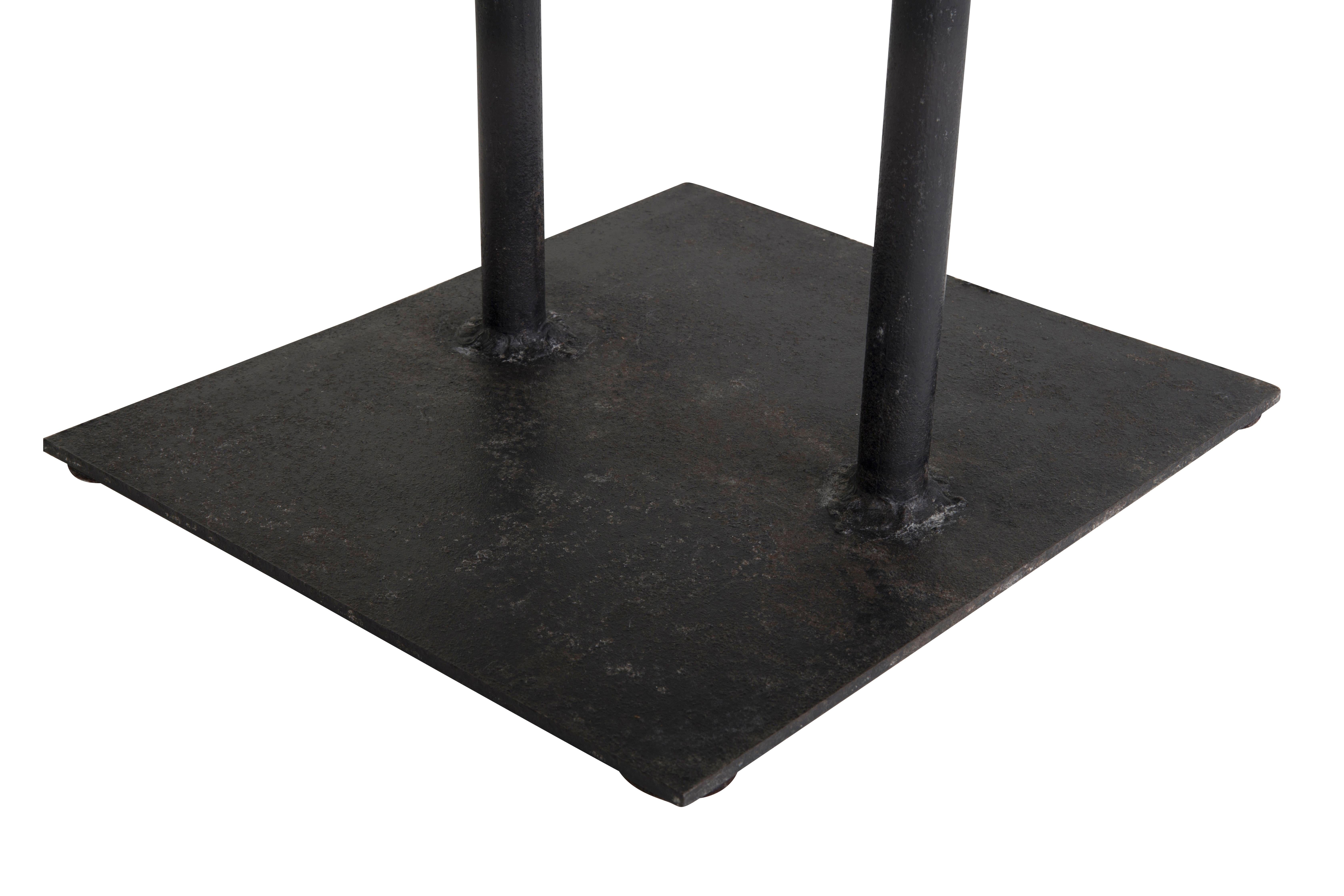 Organic Modern Thick Beam Top Iron Base Side Table For Sale