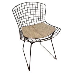 Thick Black Metal Original Harry Bertoia Desk Dining Patio Chair for Knoll