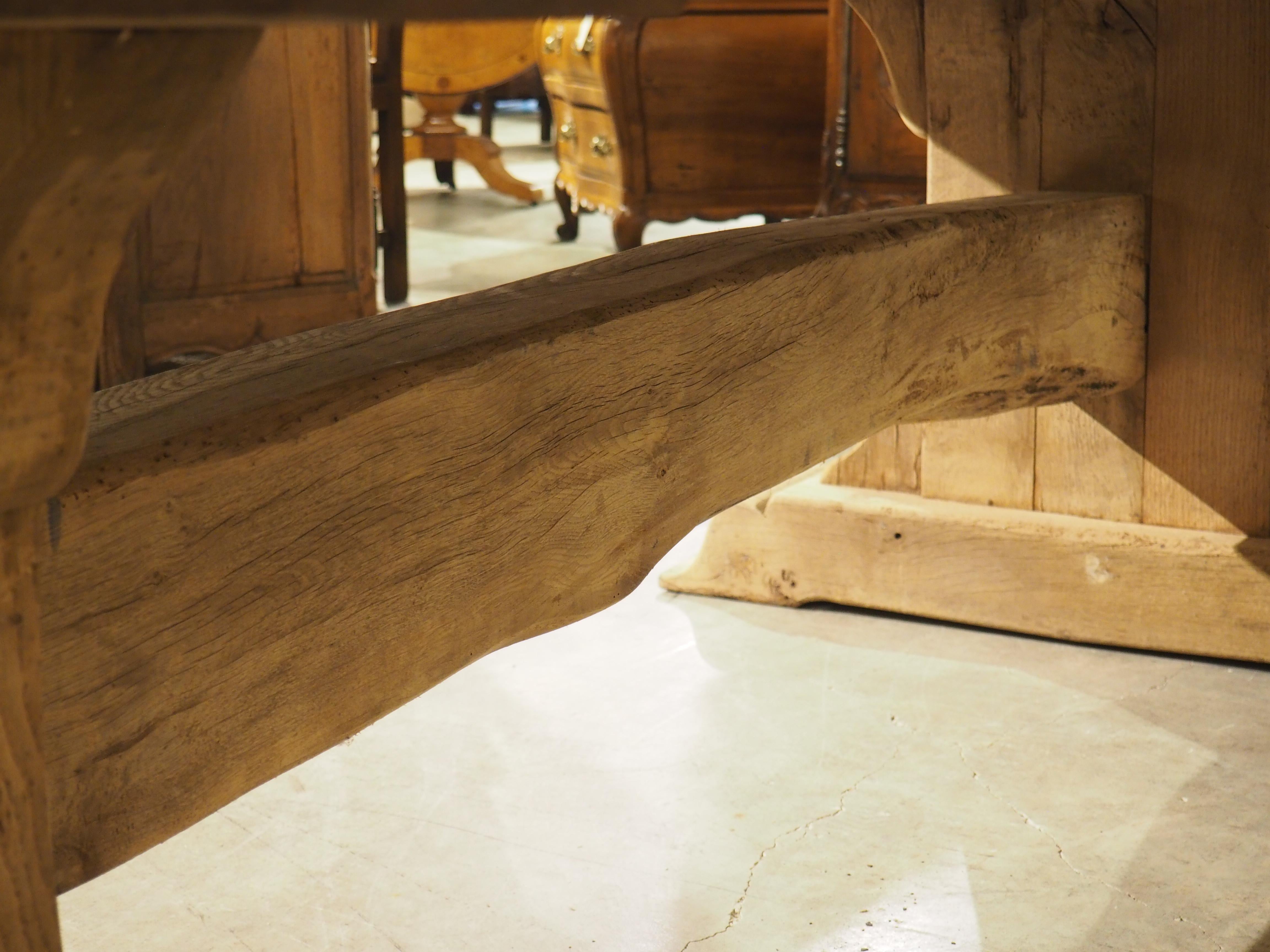 Thick Carved and Bleached Oak French Monastery Table, Circa 1950s 11