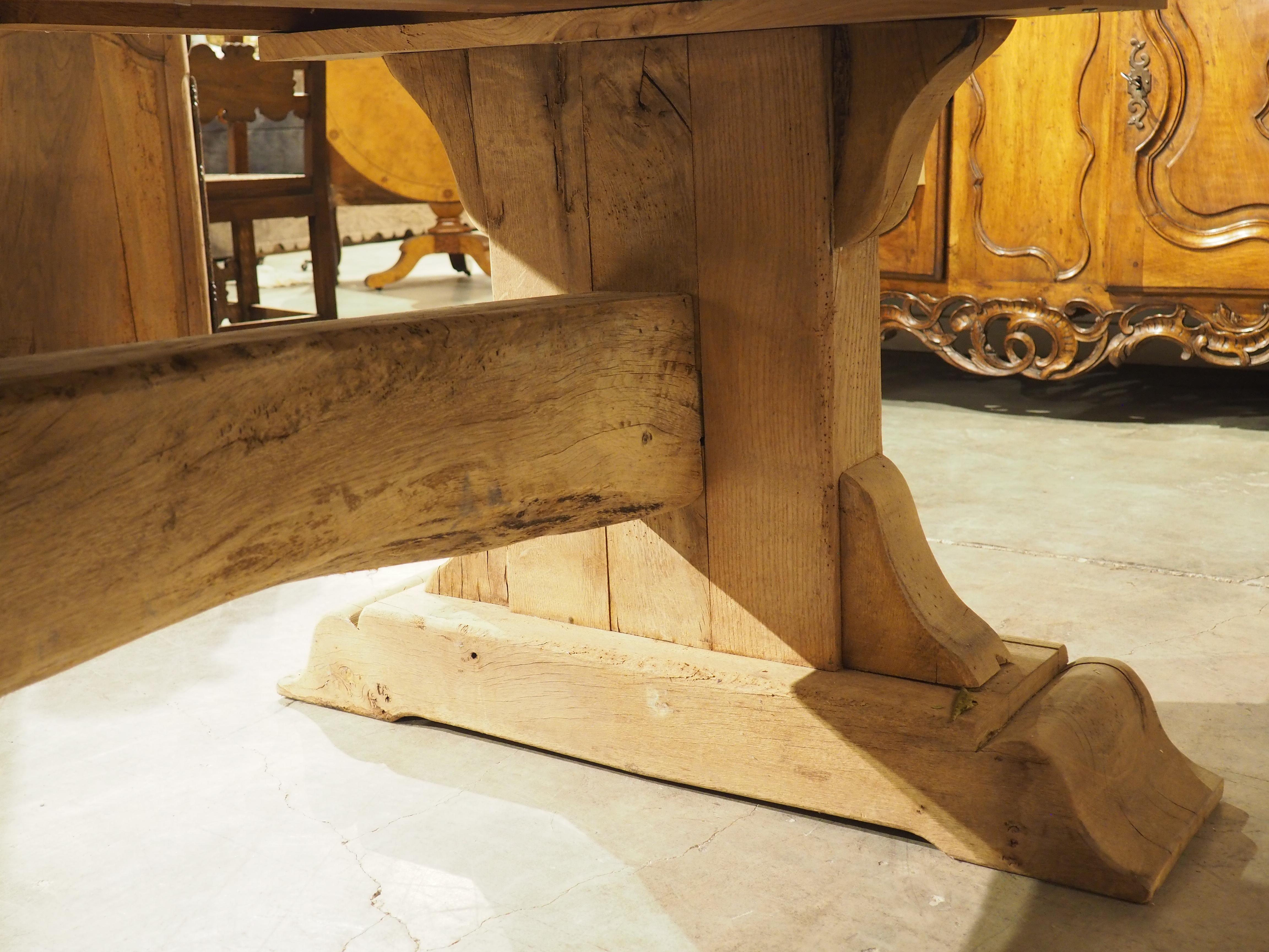 Thick Carved and Bleached Oak French Monastery Table, Circa 1950s 12