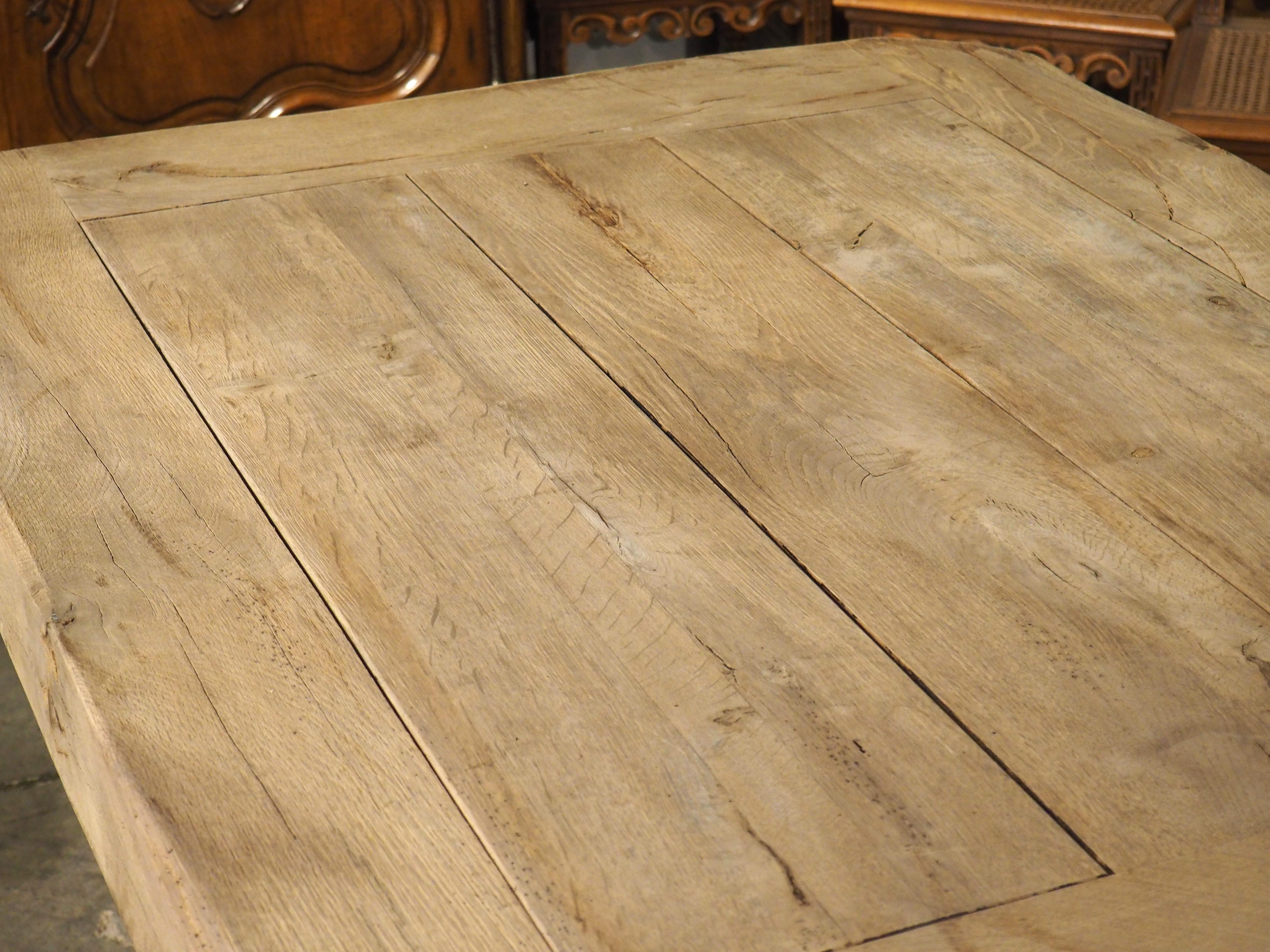 Thick Carved and Bleached Oak French Monastery Table, Circa 1950s 1
