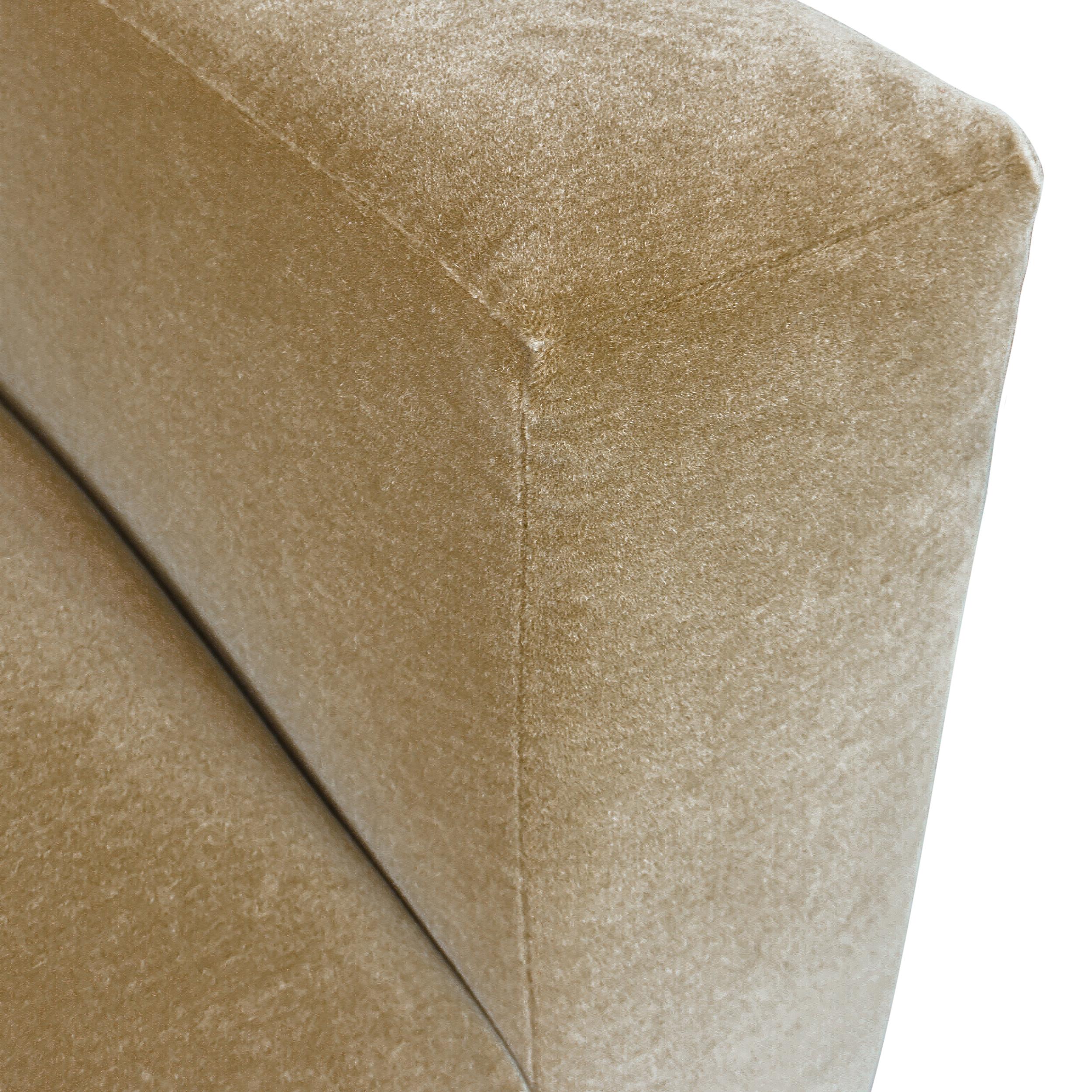 Thick Channeled Biege Velvet Sofa For Sale 5