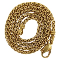 Thick Choker-Length Wheat Chain in 18 Karat Gold with Oversized Lobster Clasp